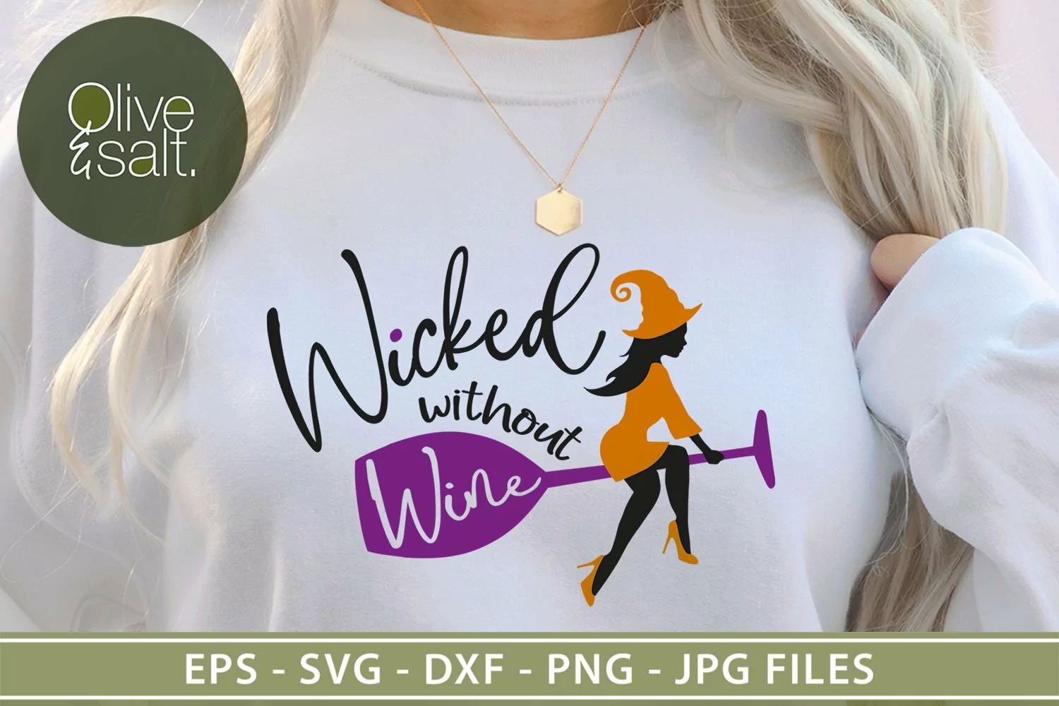 Wicked without wine funny halloween svg, drinking party svg product image 1