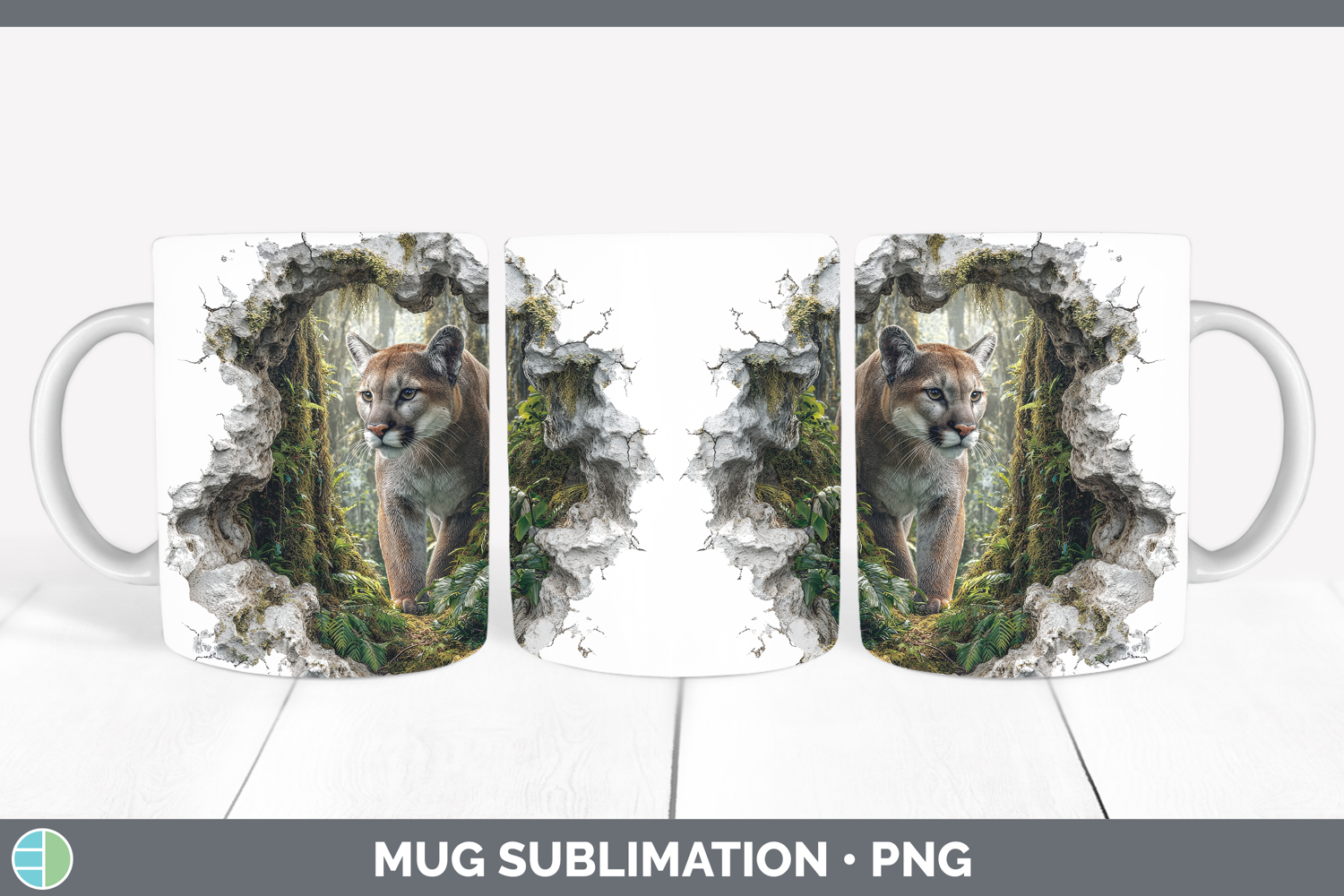 GorgeousWild Cats 3D Hole Mug Wrap design.