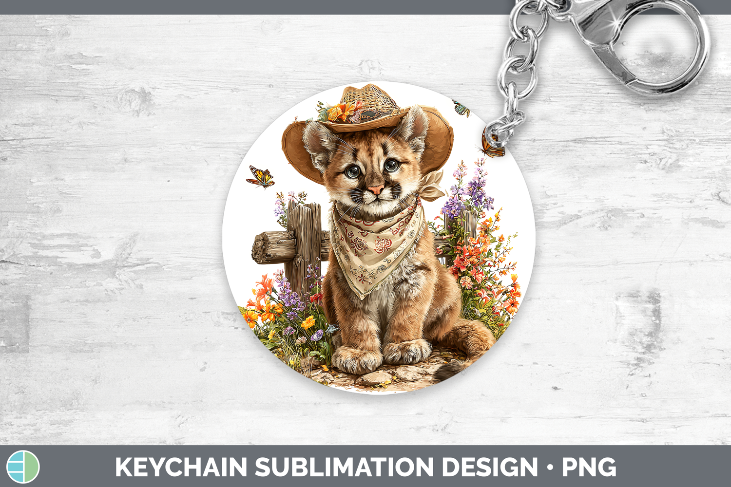 GorgeousWild Cats Bandana Summer Keychain design.