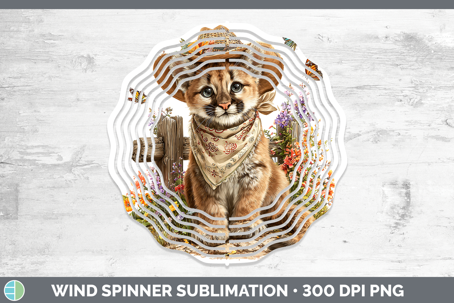 GorgeousWild Cats Bandana Summer Wind Spinner design.
