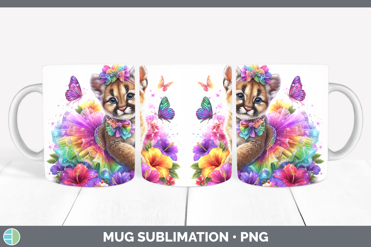 GorgeousWild Cats Rainbow Summer Mug Wrap design.