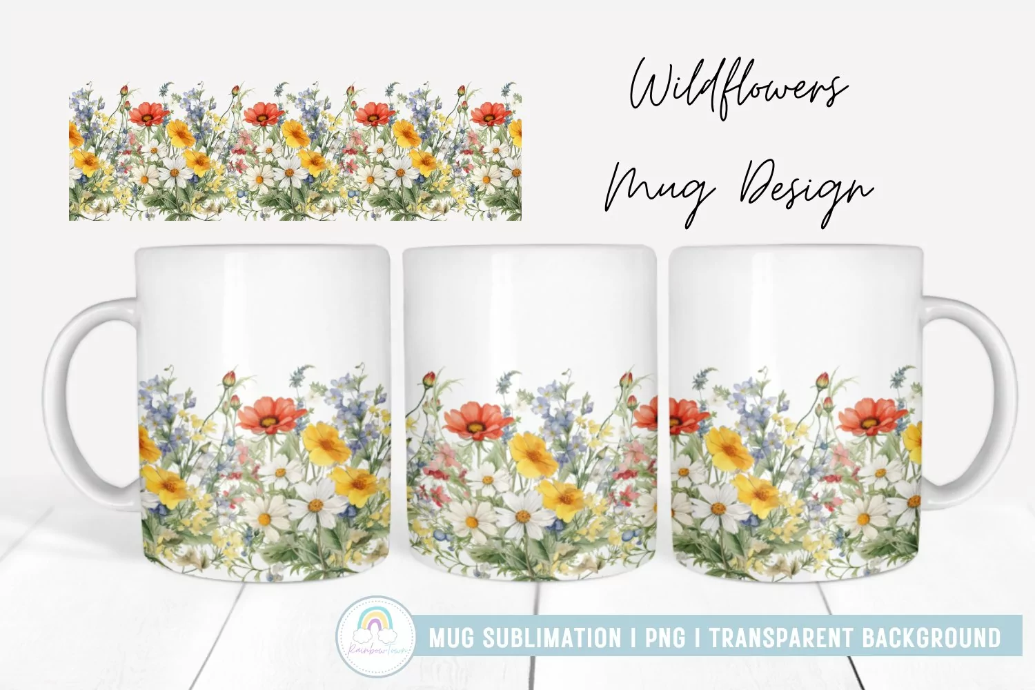 Wildflower Mug Sublimation PNG product image 1