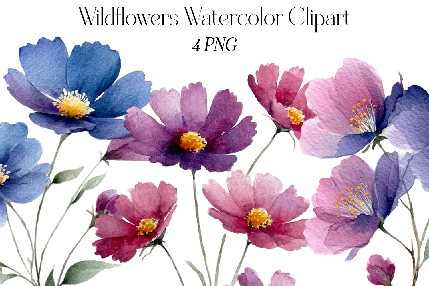 Wildflowers Watercolor Clipart product image 1