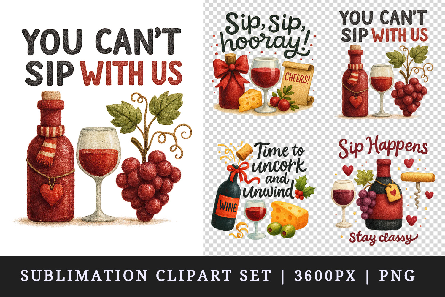 Wine Lover clipart printable sublimation design png product image 1