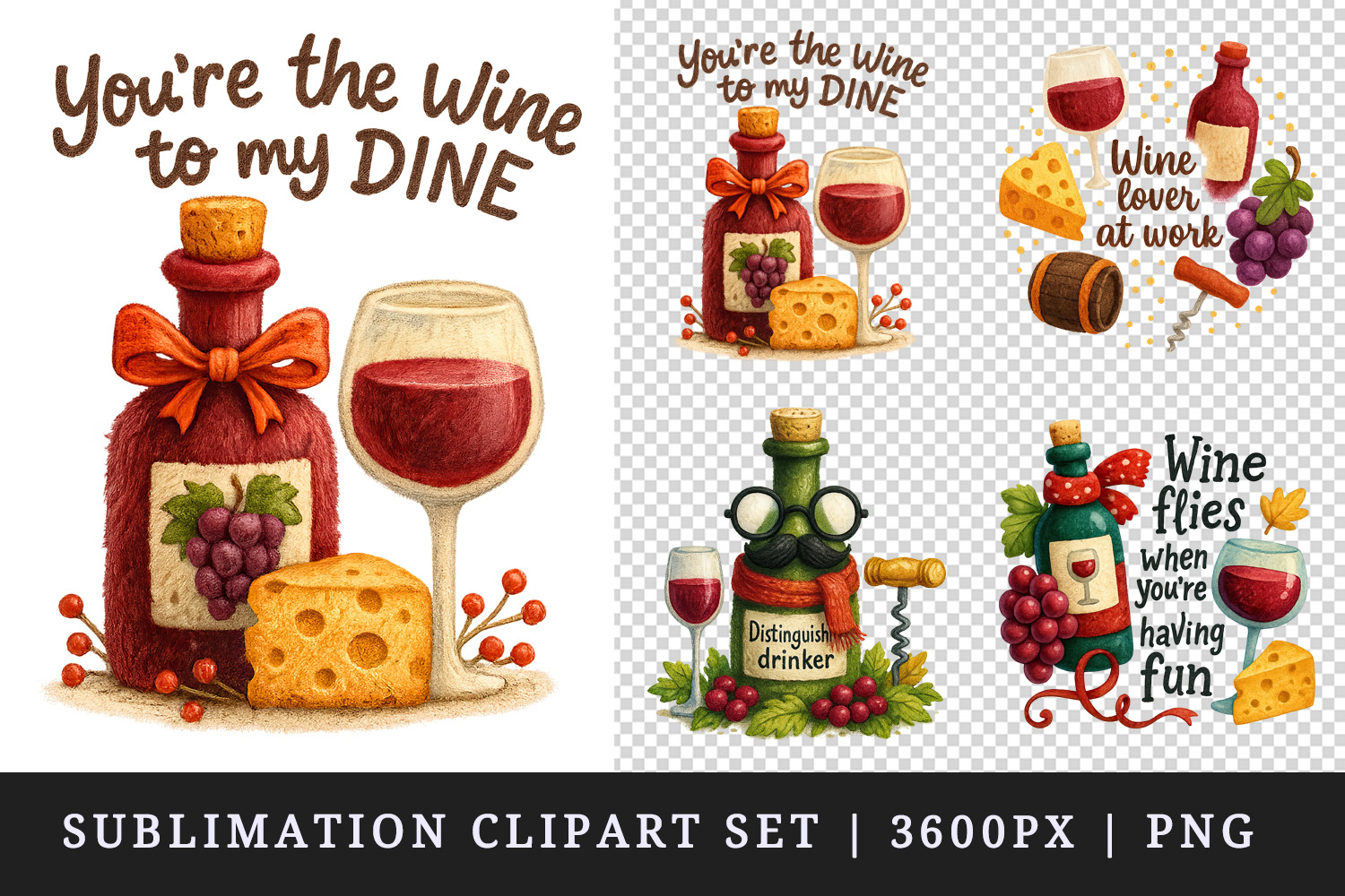 Wine Lover clipart printable sublimation design png product image 1