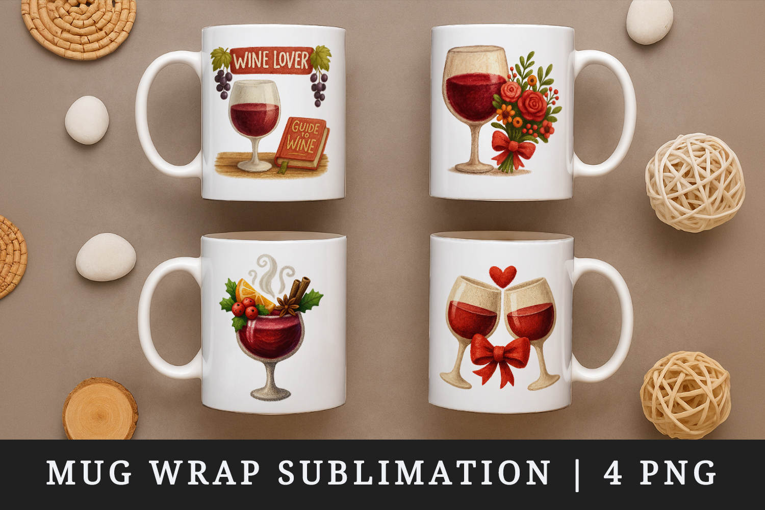 Wine Lover mug wrap printable sublimation design product image 1