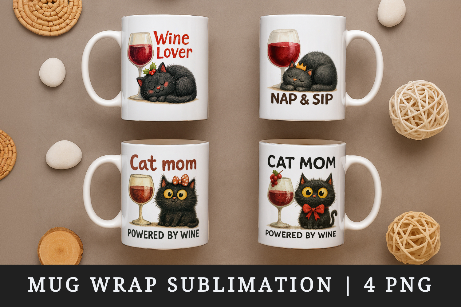 Wine Lover mug wrap printable sublimation design product image 1