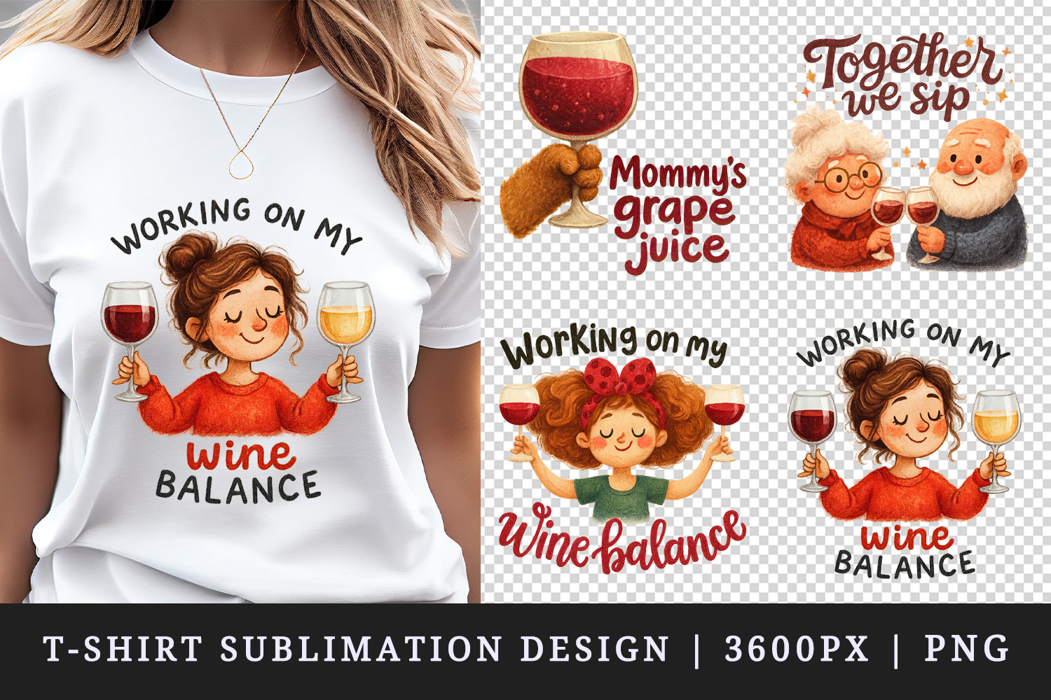Wine Lover t-shirt printable sublimation design png product image 1