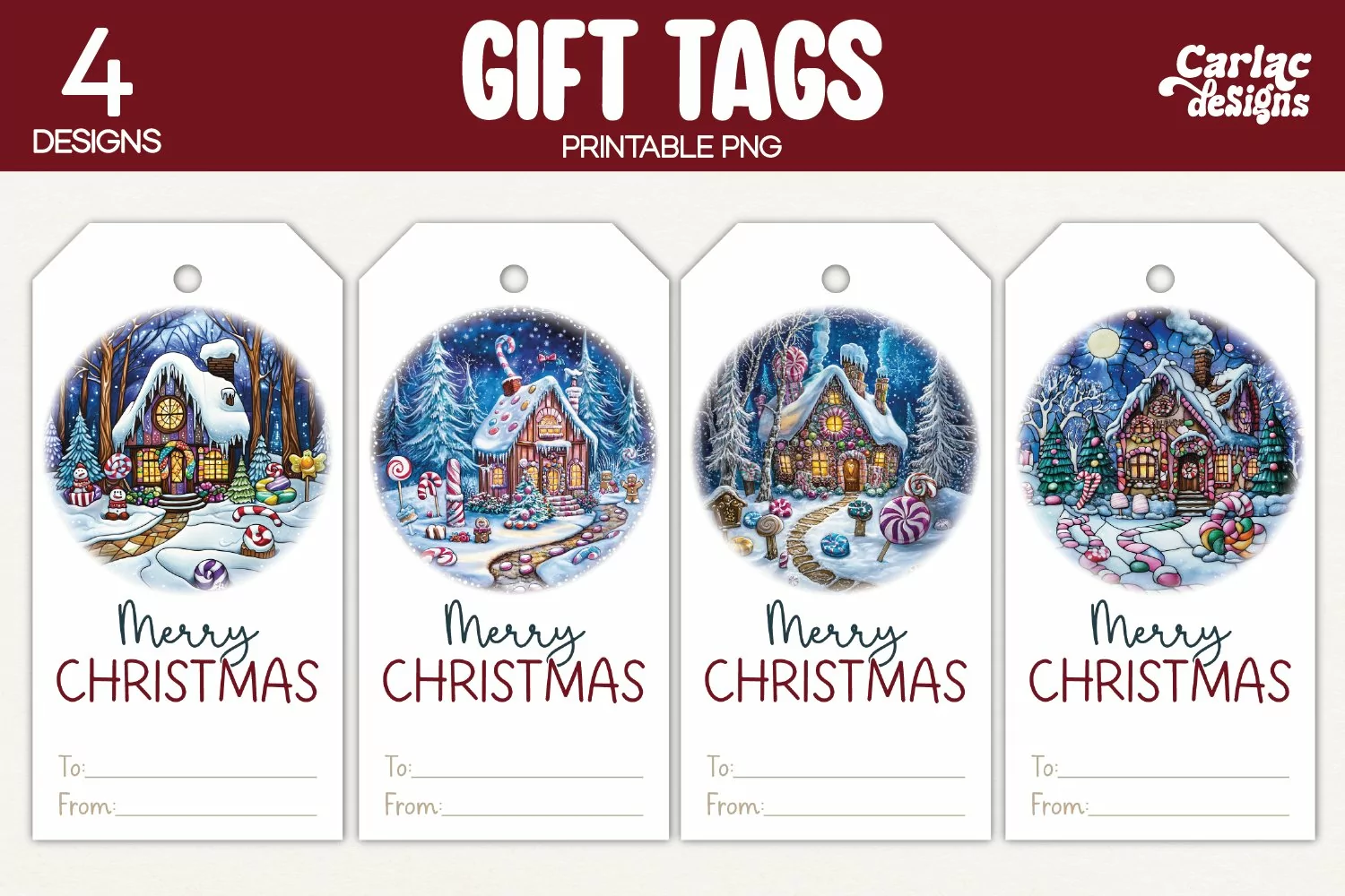 winter cottage gift tags