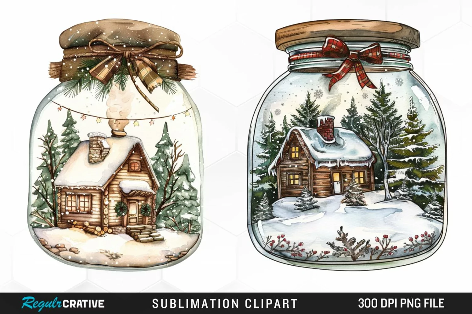 Winter Cottage In A Jar Sublimation Clipart product image 1