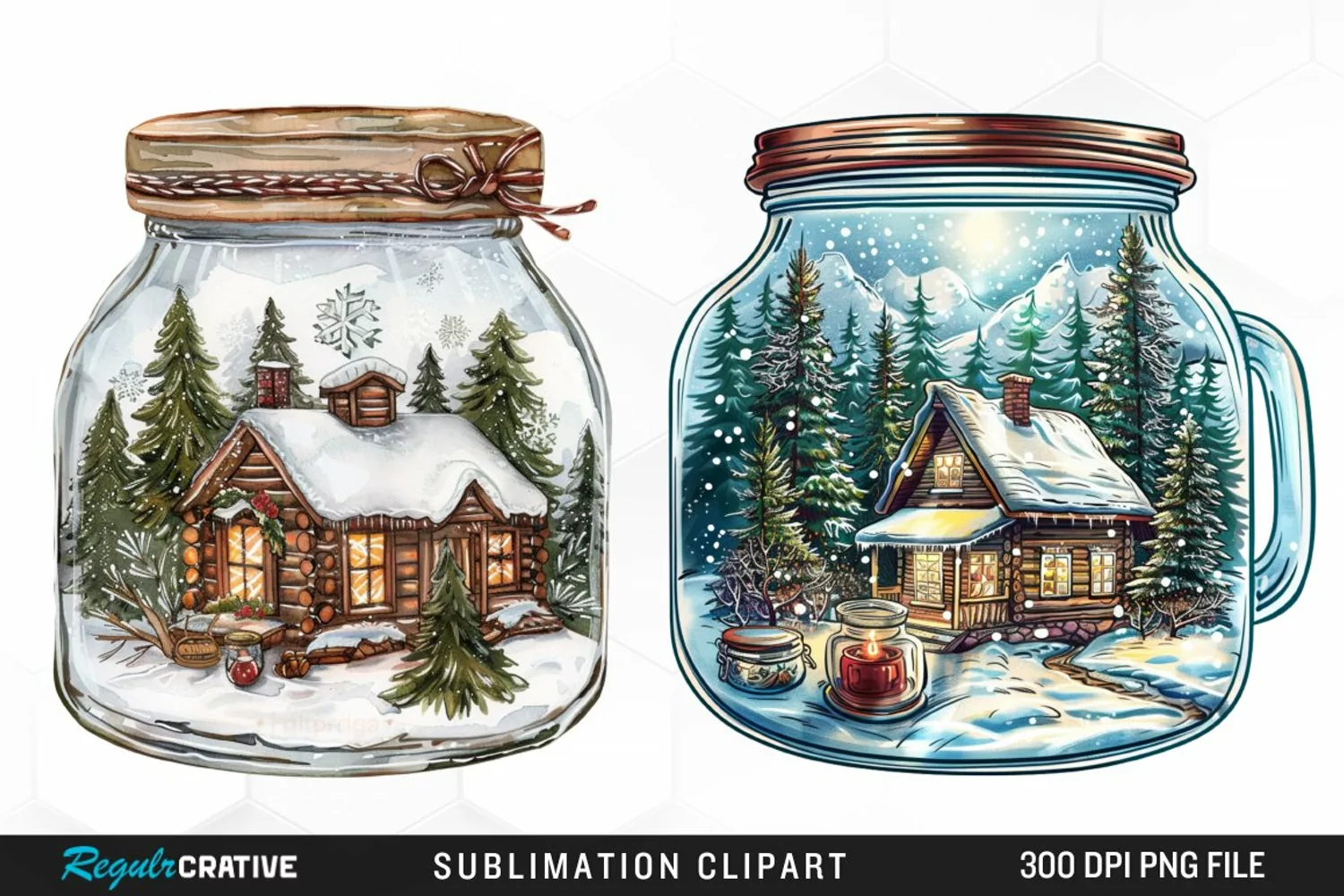 Winter Cottage In A Jar Fun Clipart product image 1