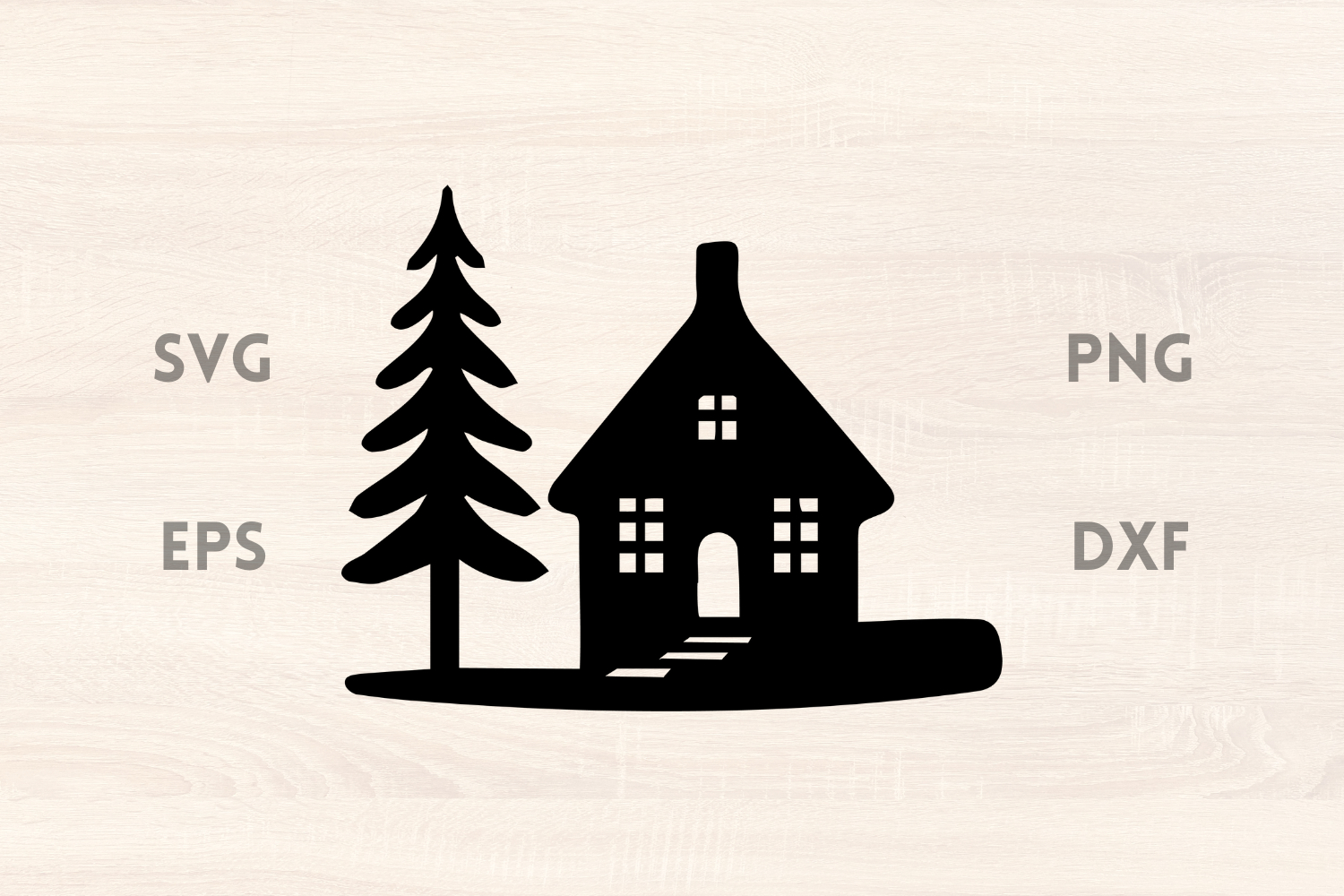 Winter House with Tree SVG Scene product image 1