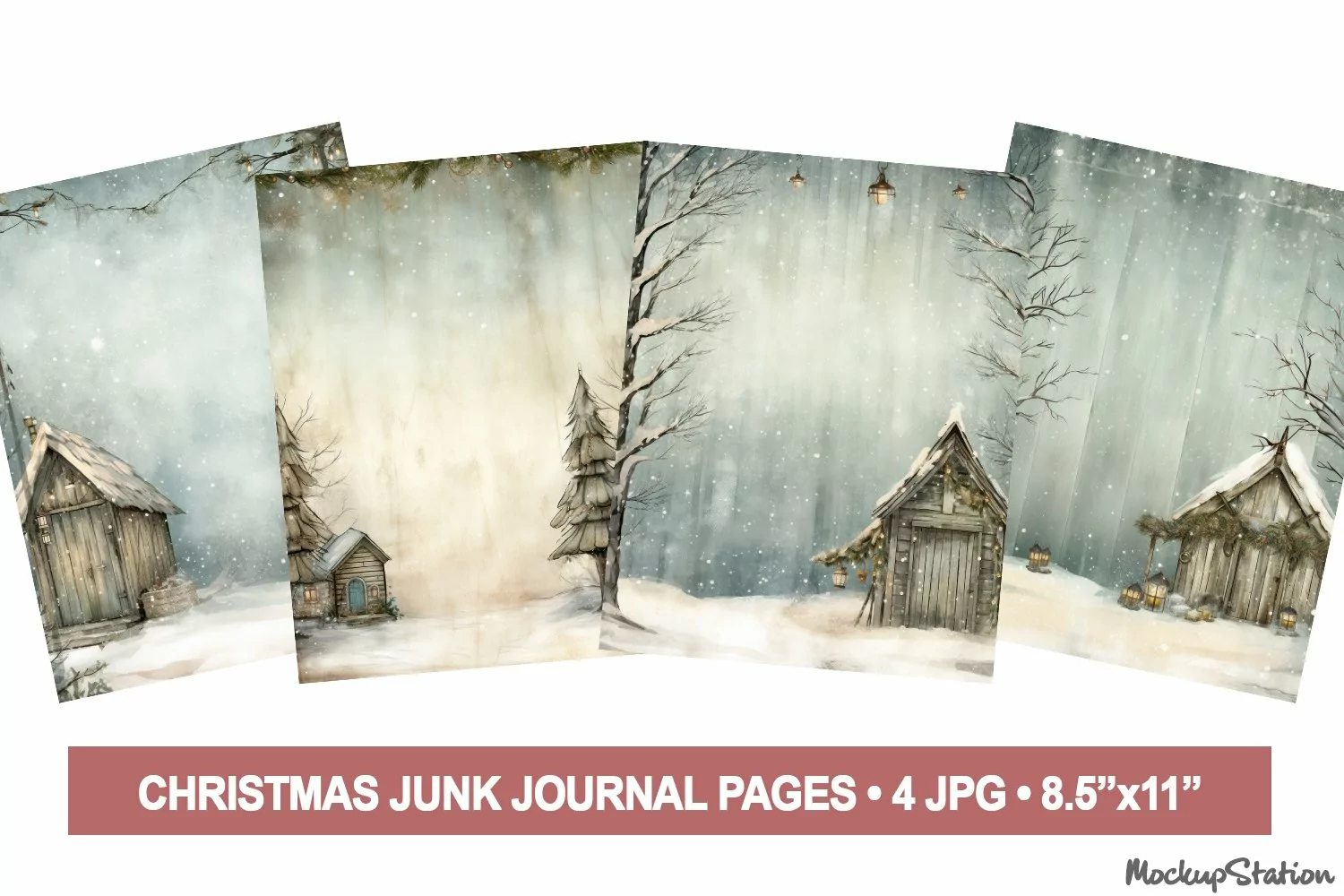 Christmas Cottagecore Junk Journal Pages | Winter Background product image 1