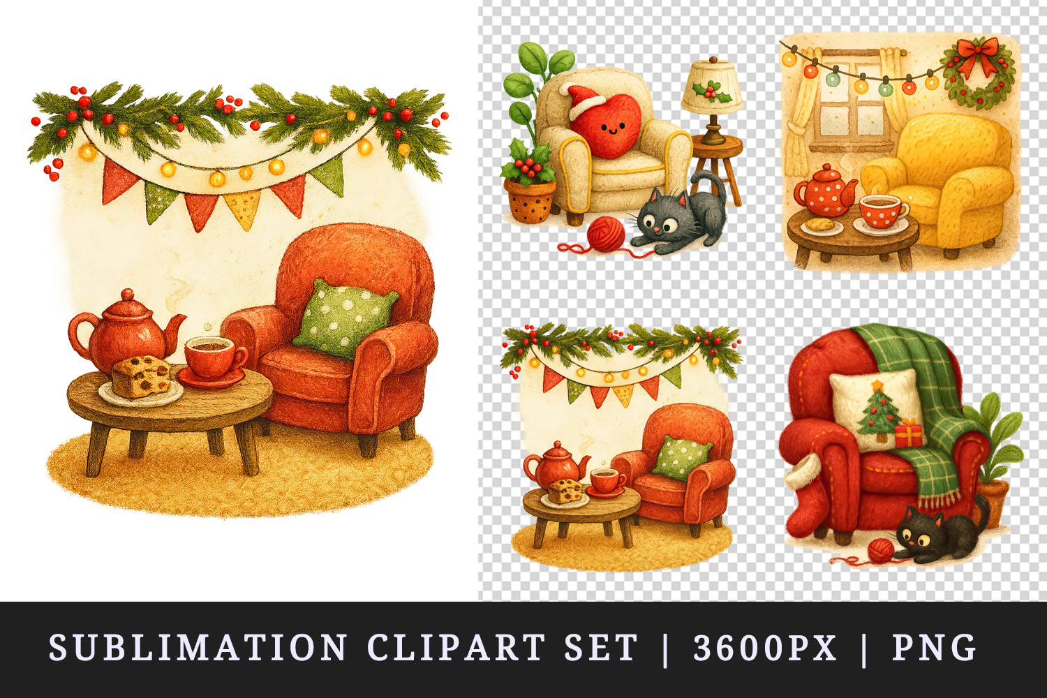 Winter Cute House clipart printable sublimation design png product image 1