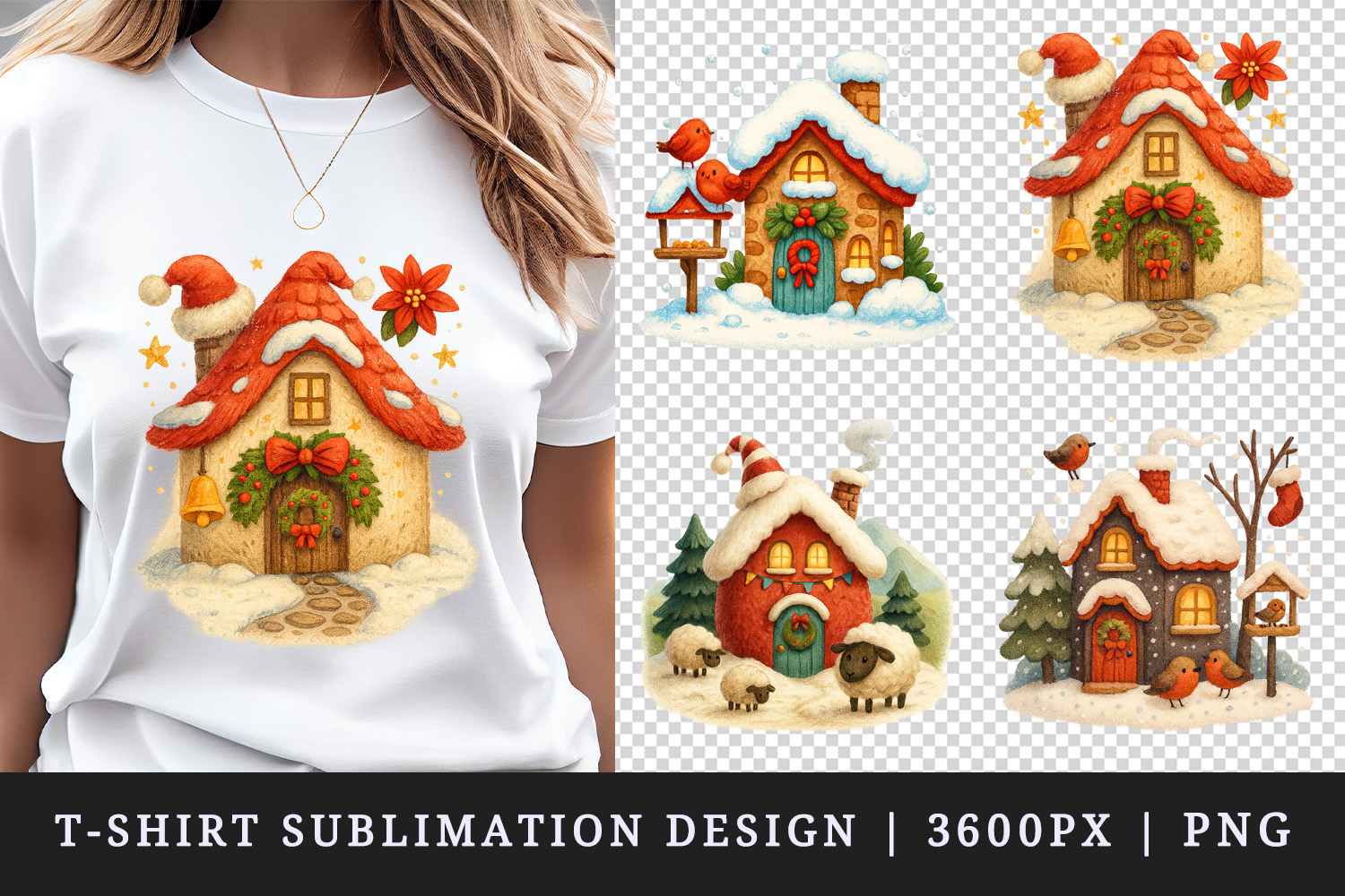 Winter Cute House t-shirt printable sublimation design png product image 1