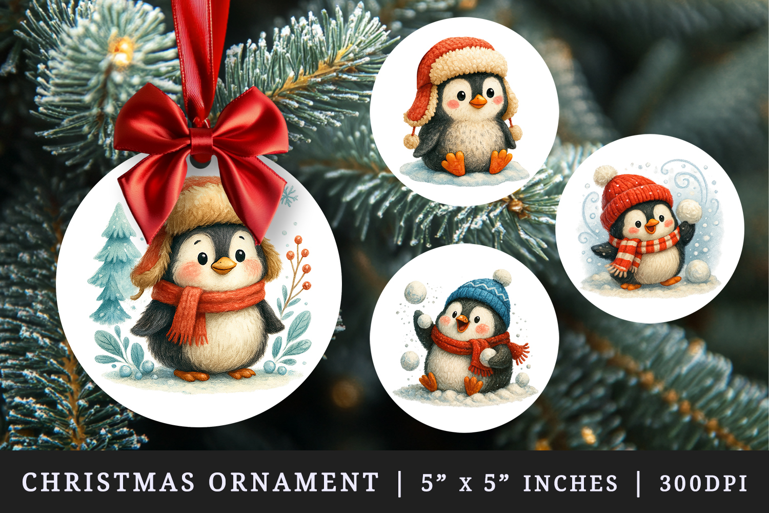 Winter round ornaments sublimation design product image 1