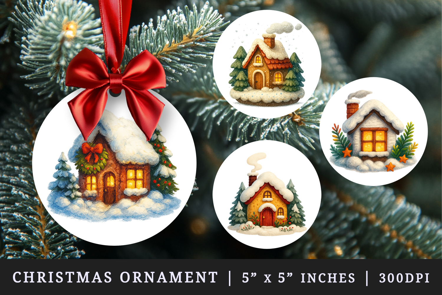 Winter round ornaments sublimation design product image 1
