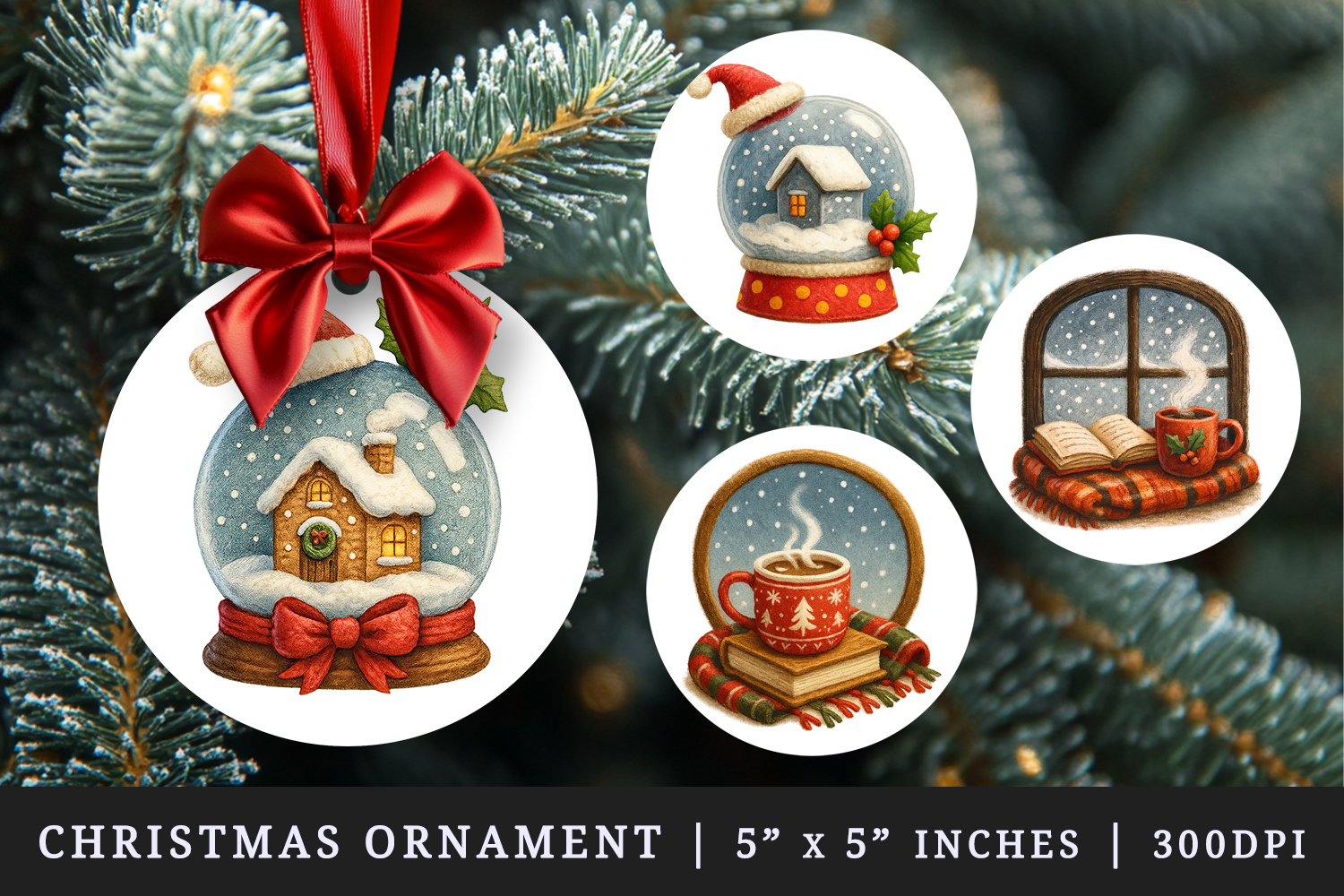 Winter round ornaments sublimation design product image 1