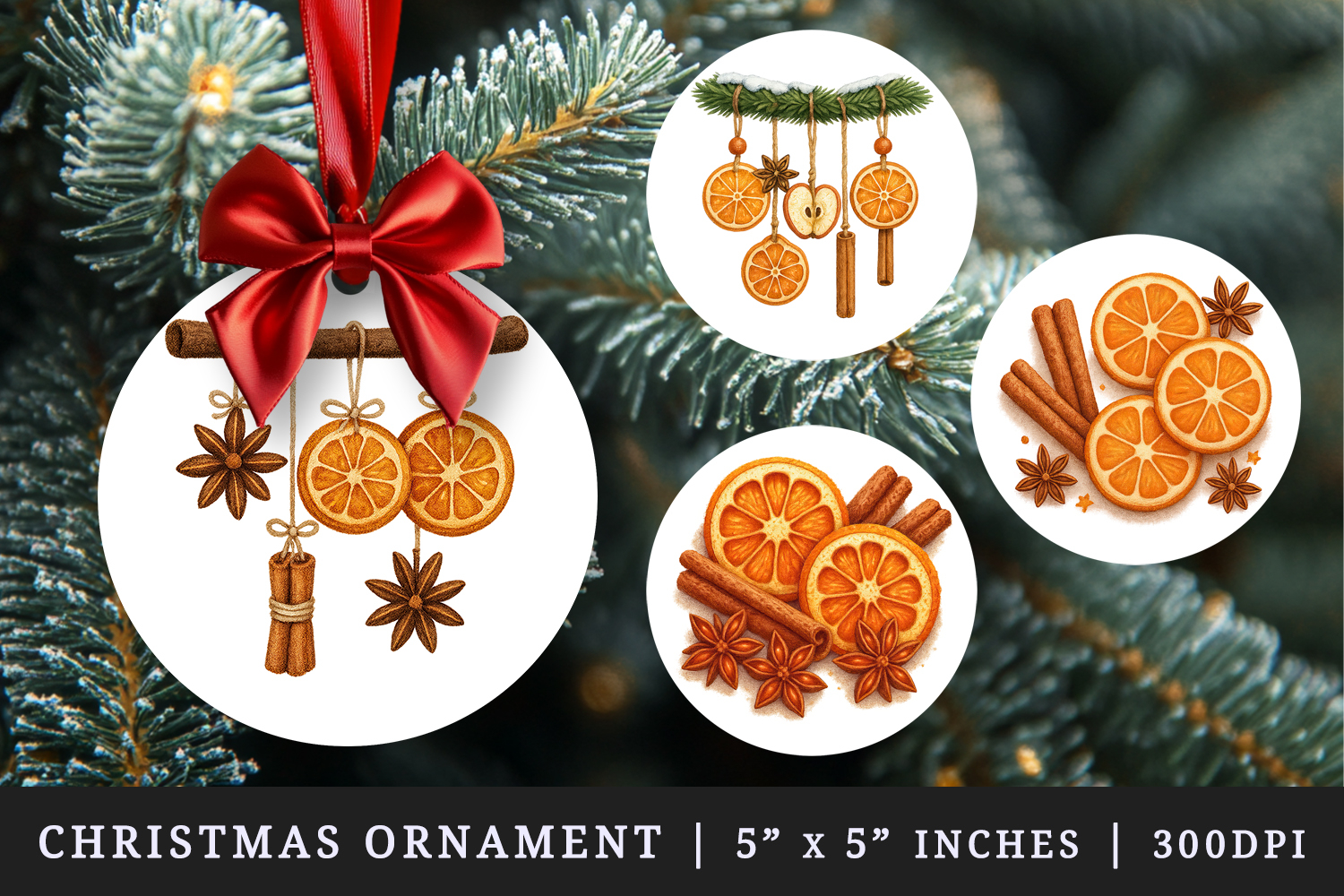 Winter round ornaments sublimation design product image 1