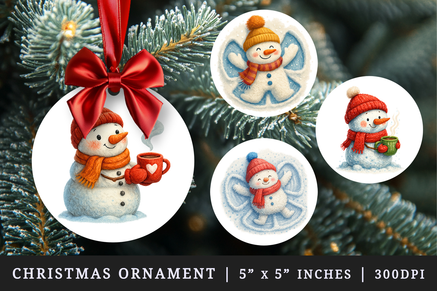 Winter round ornaments sublimation design product image 1