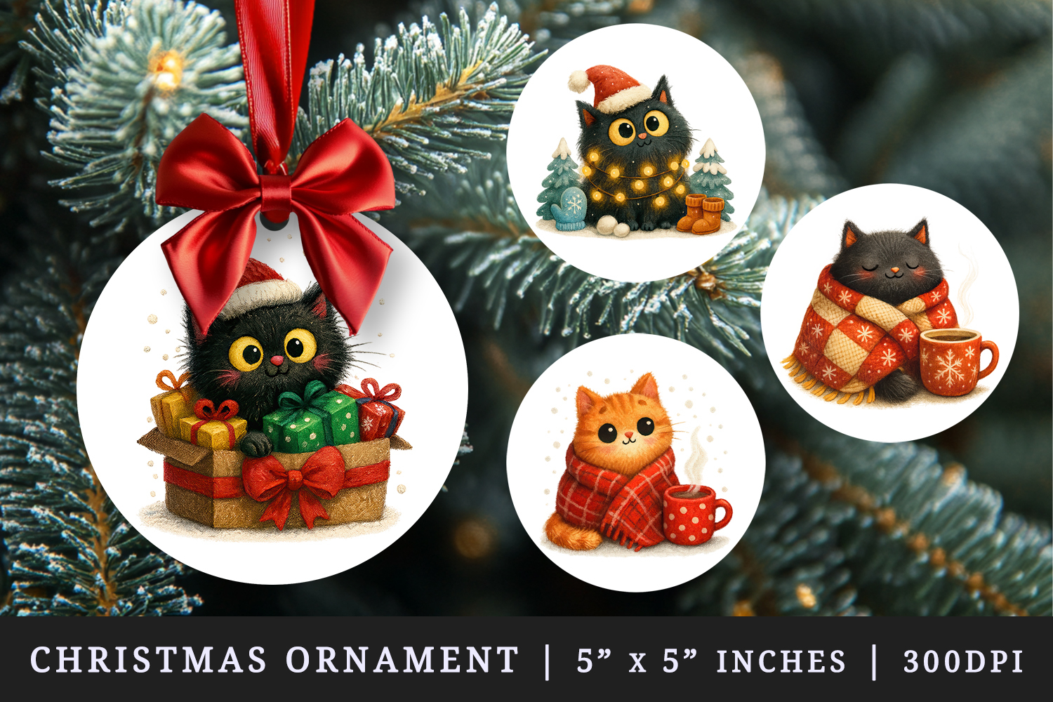 Winter round ornaments sublimation design product image 1