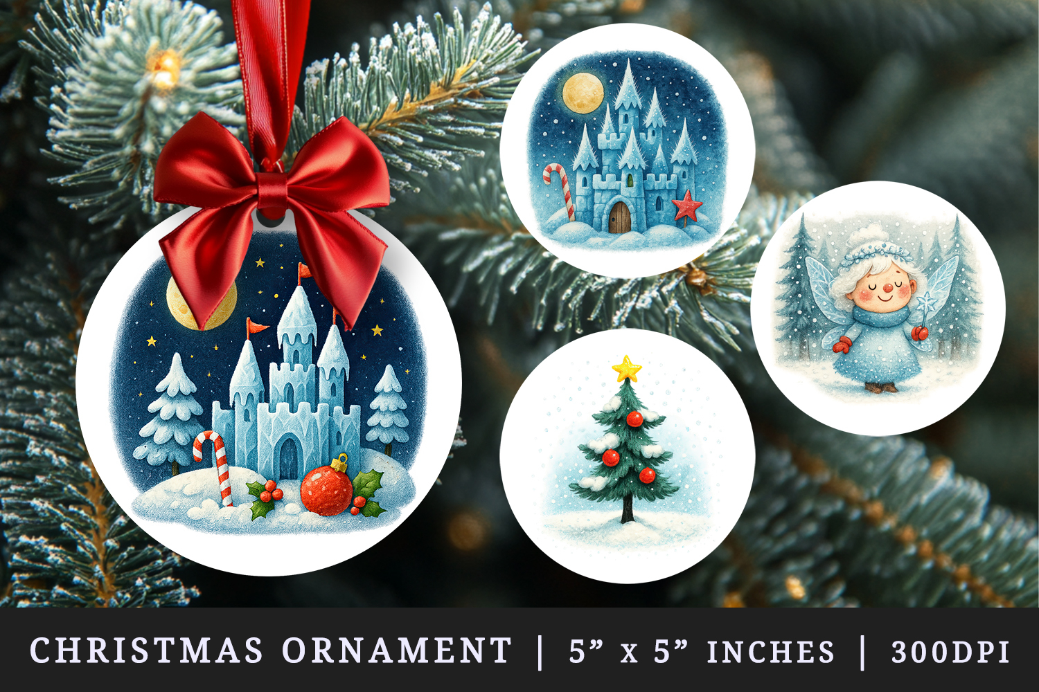 Winter round ornaments sublimation design product image 1