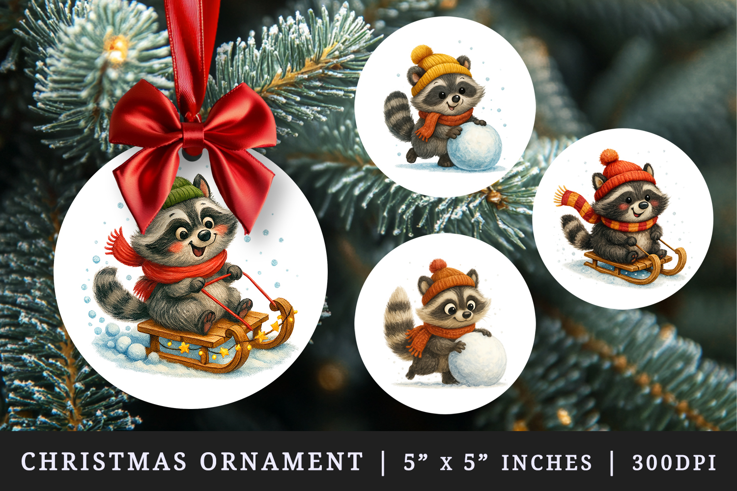 Winter round ornaments sublimation design product image 1