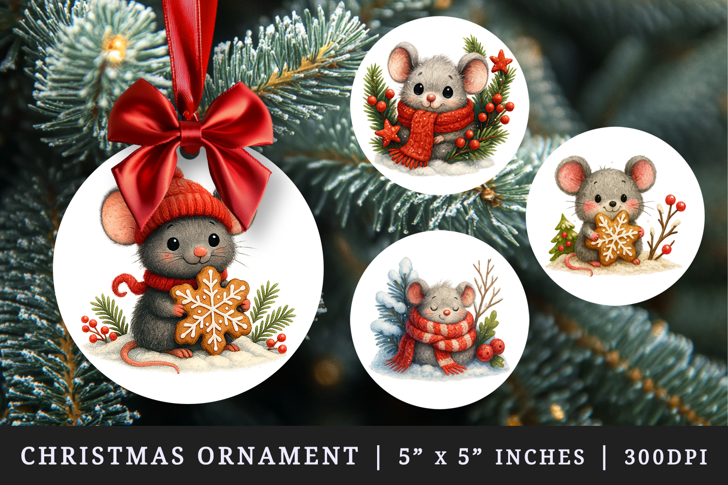 Winter round ornaments sublimation design product image 1