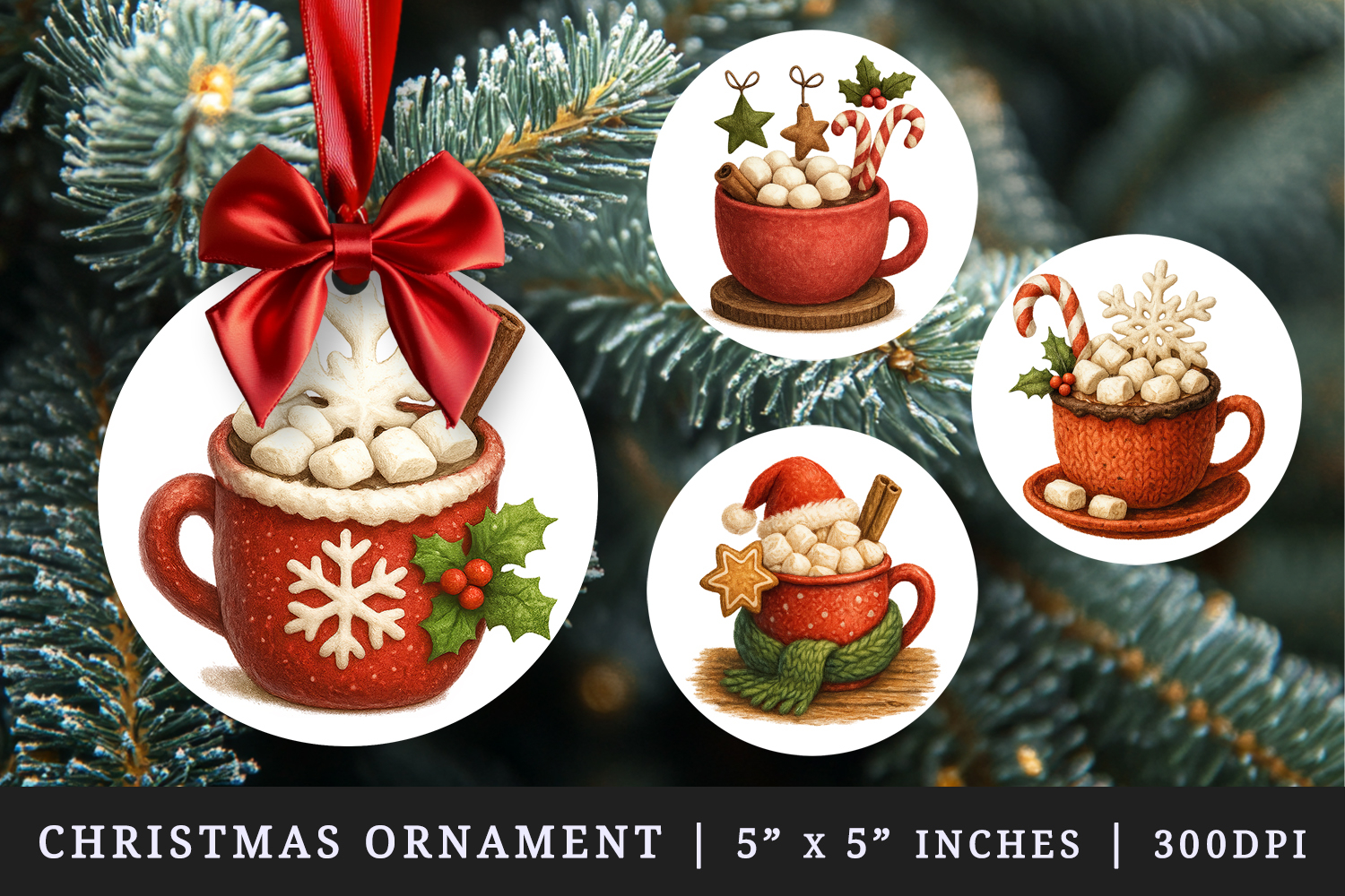 Winter round ornaments sublimation design product image 1