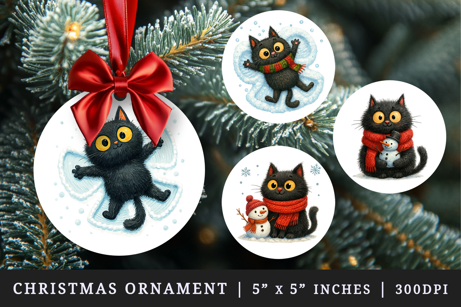 Winter round ornaments sublimation design product image 1