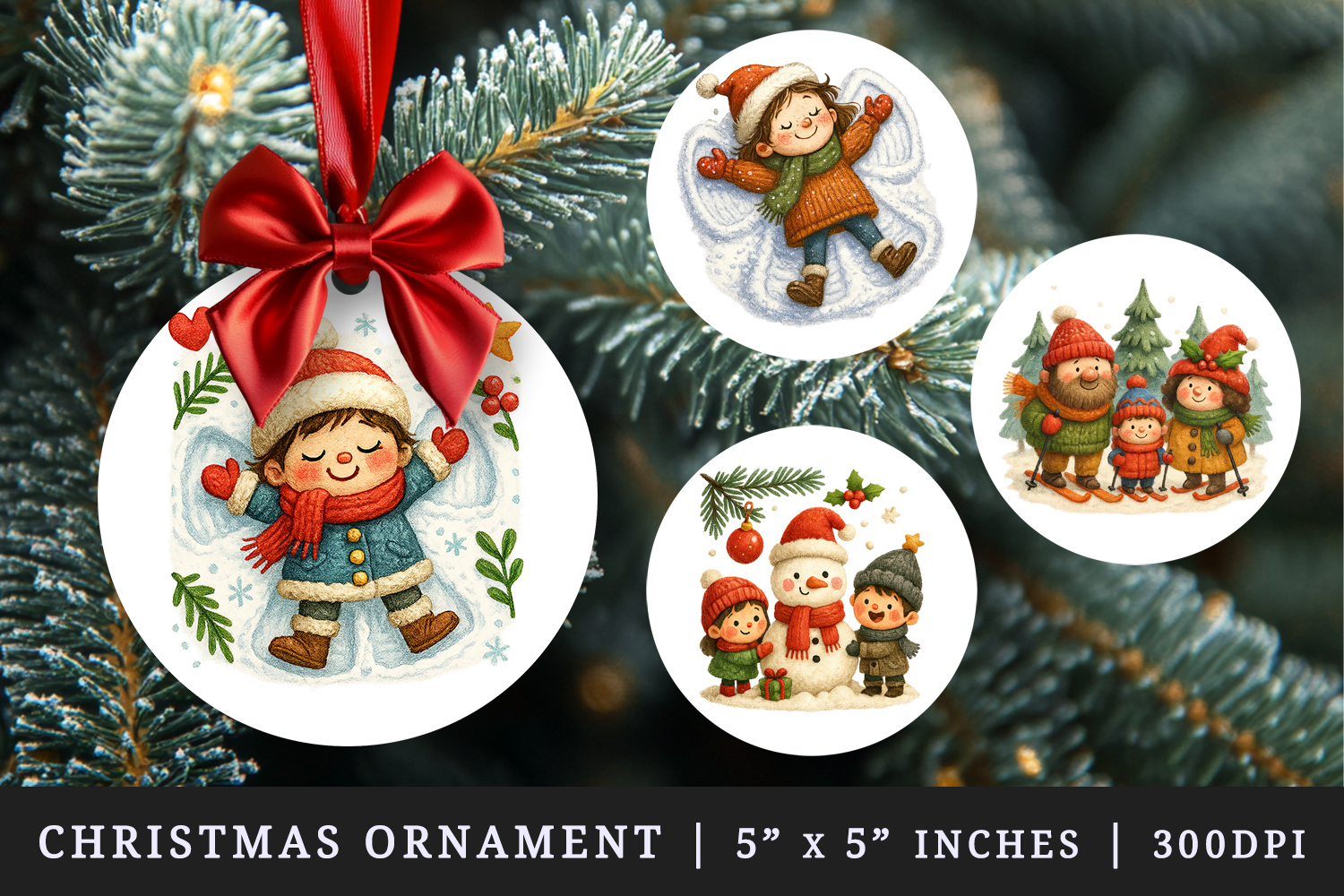 Winter round ornaments sublimation design product image 1