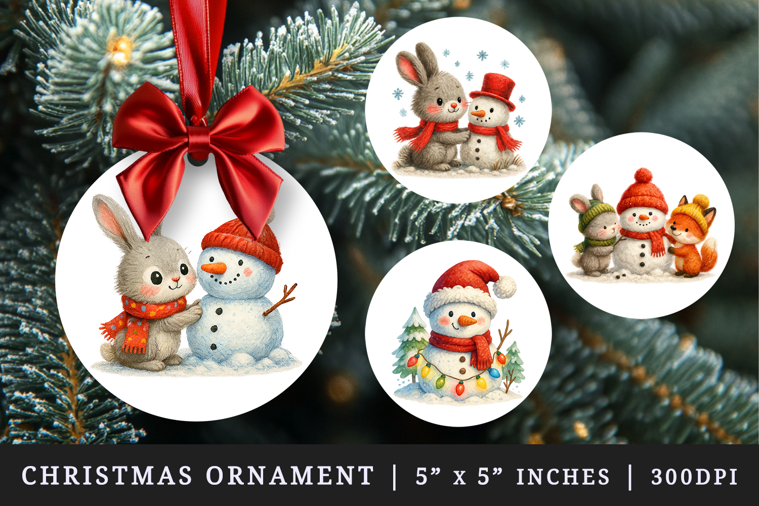 Winter round ornaments sublimation design product image 1
