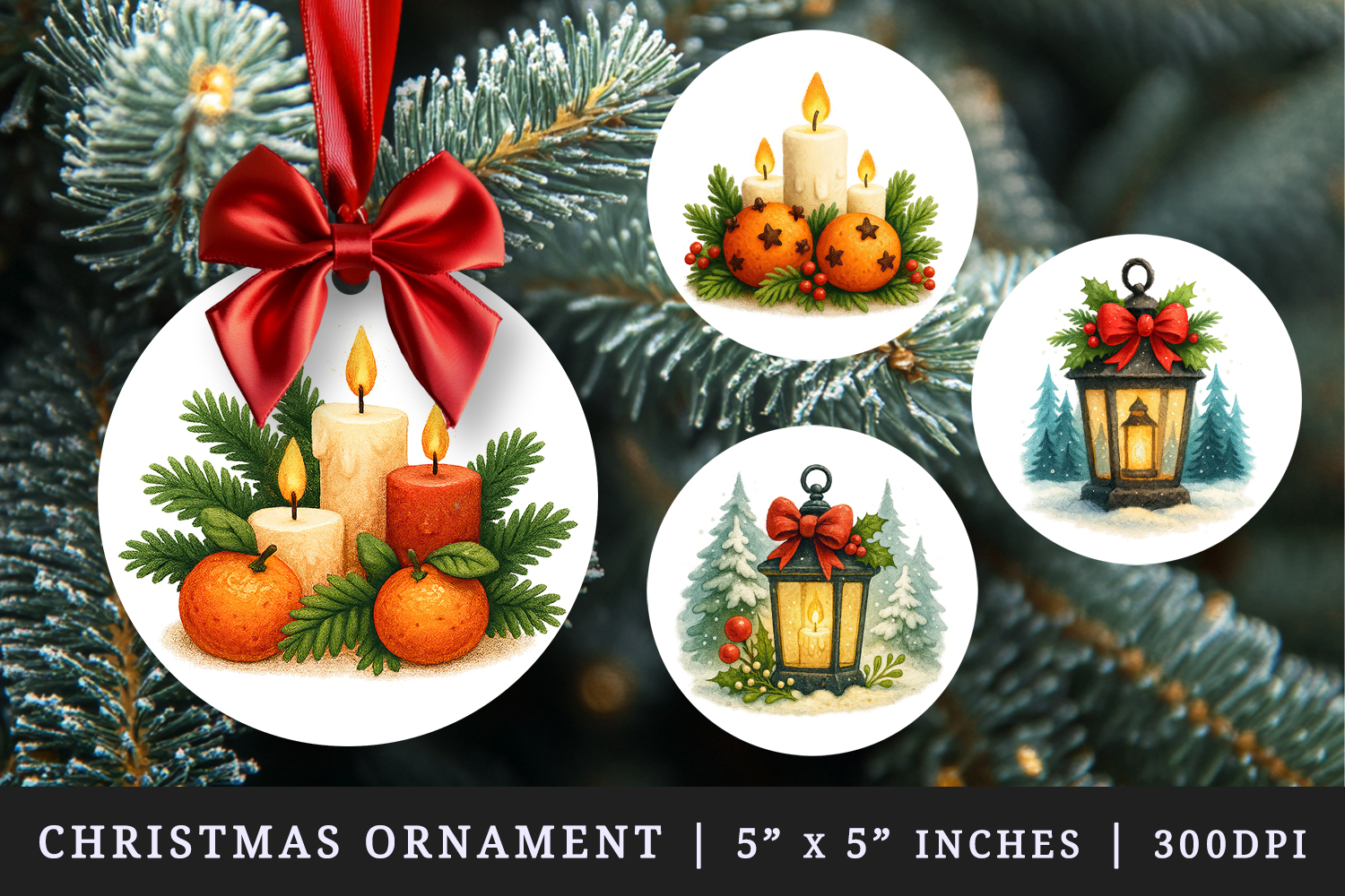 Winter round ornaments sublimation design product image 1