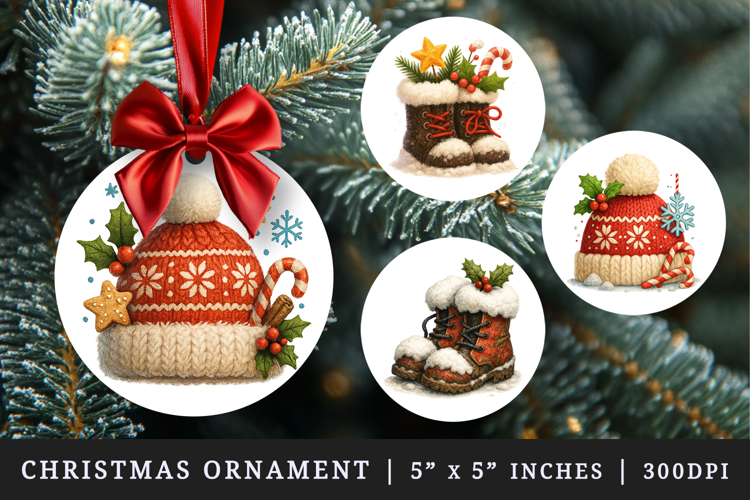 Winter round ornaments sublimation design product image 1