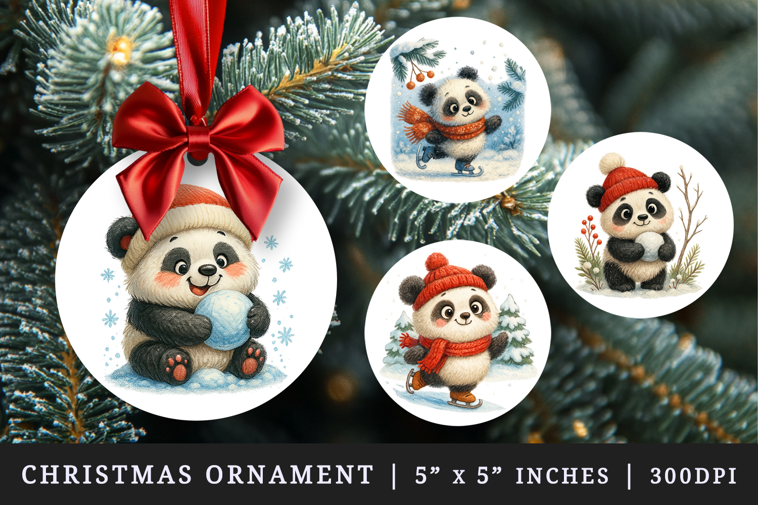 Winter round ornaments sublimation design product image 1