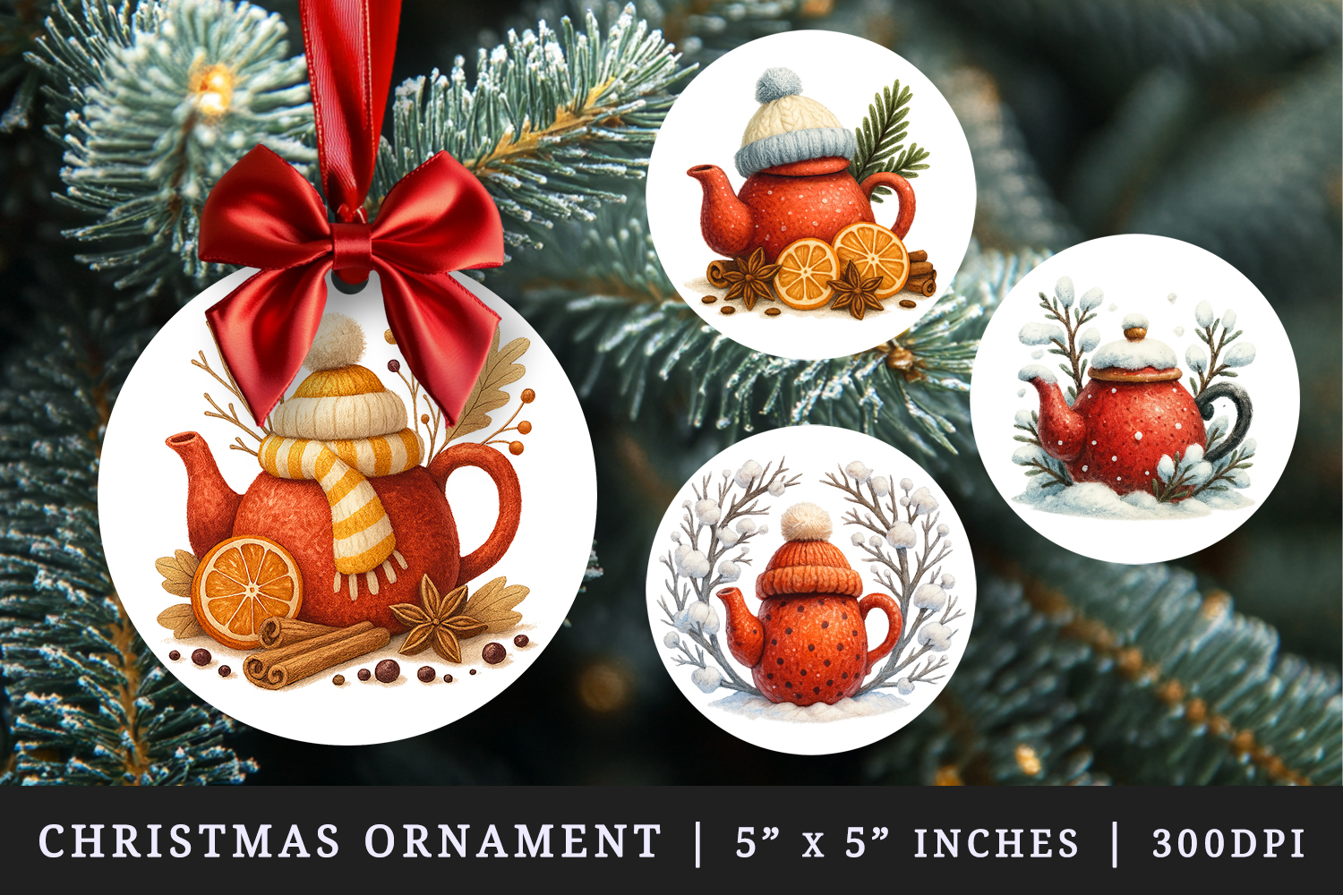 Winter round ornaments sublimation design product image 1