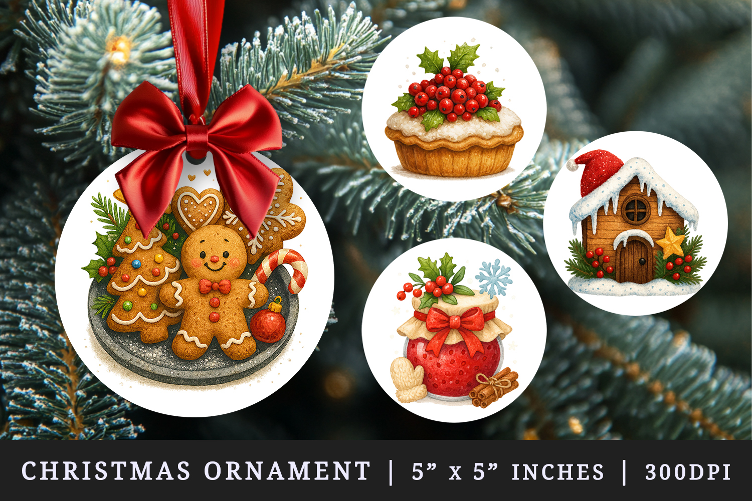 Winter round ornaments sublimation design product image 1
