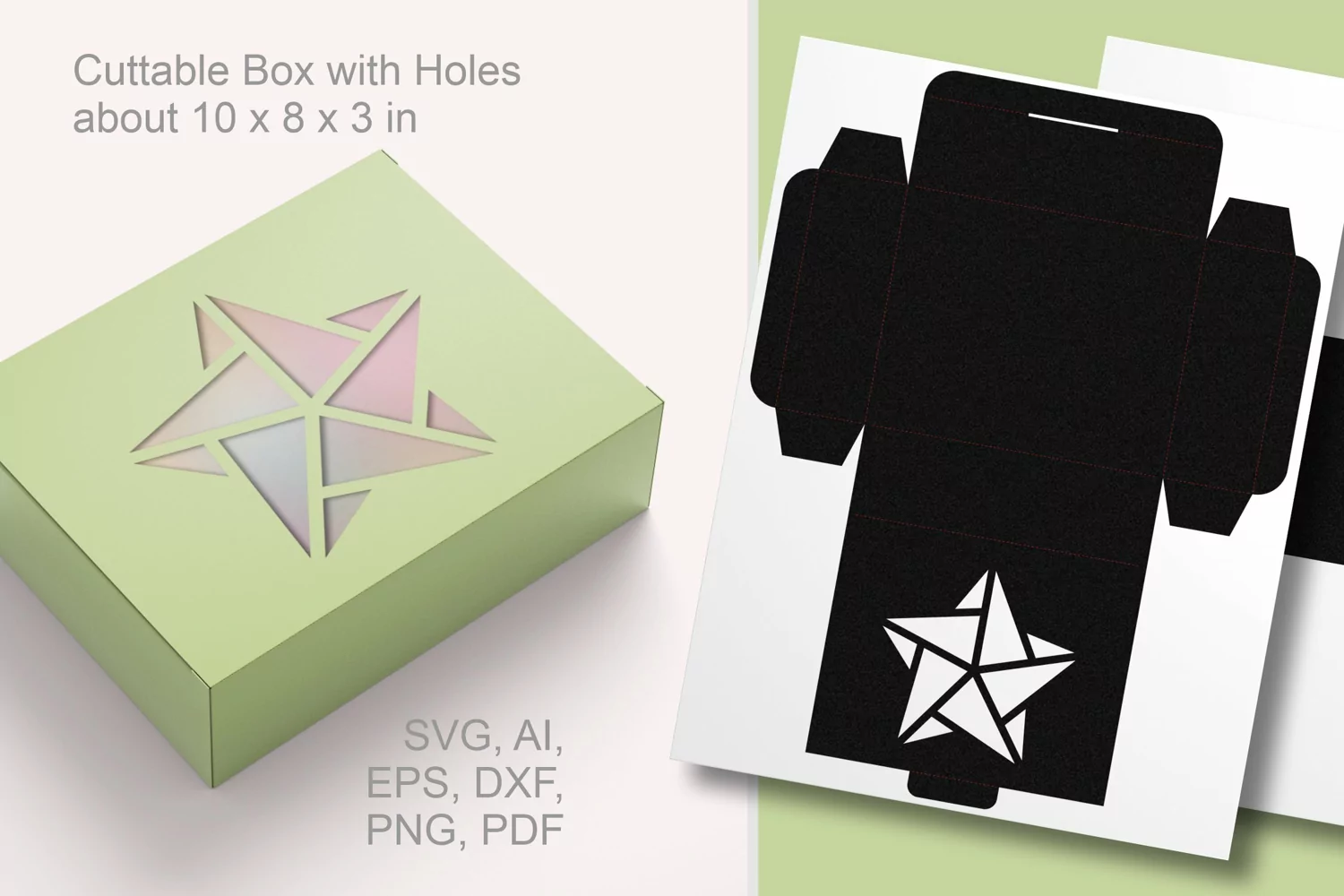 Winter Pentagonal Star Window Rectangular Favor Box Template