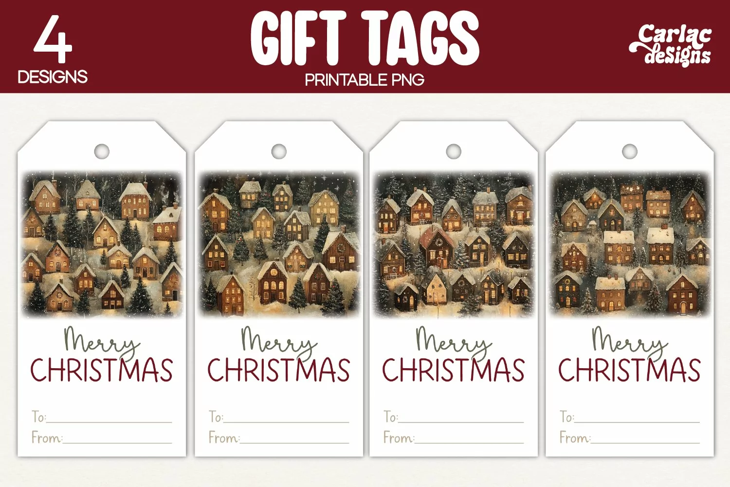 winter scene gift tags
