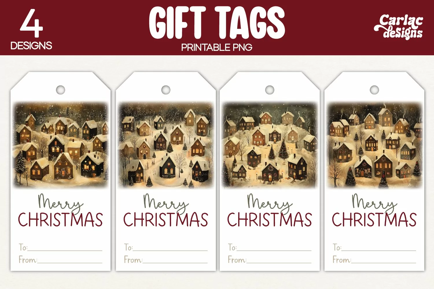 winter scene gift tags