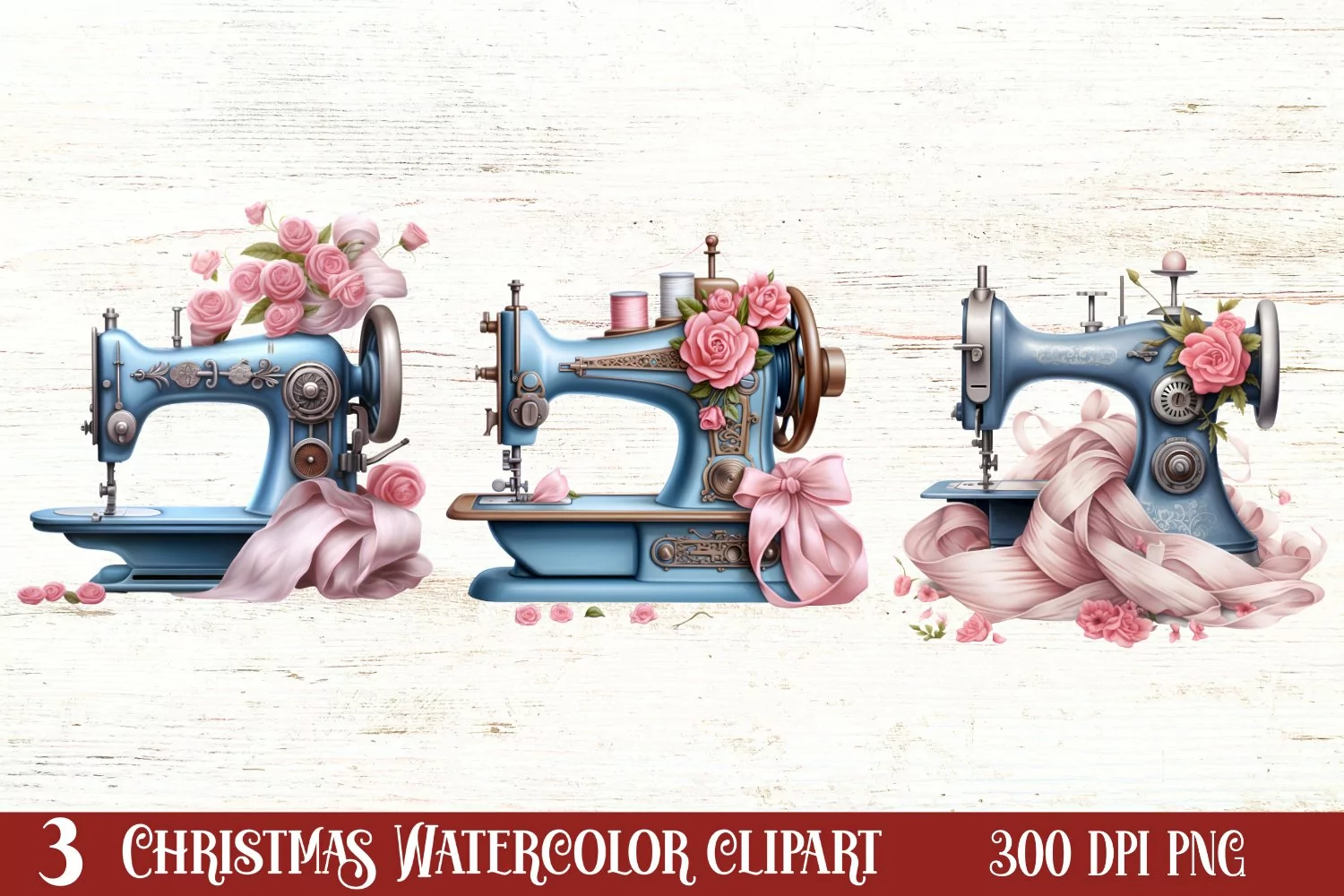 Winter Sewing Clipart Sublimation, Winter Sewing Clipart product image 1