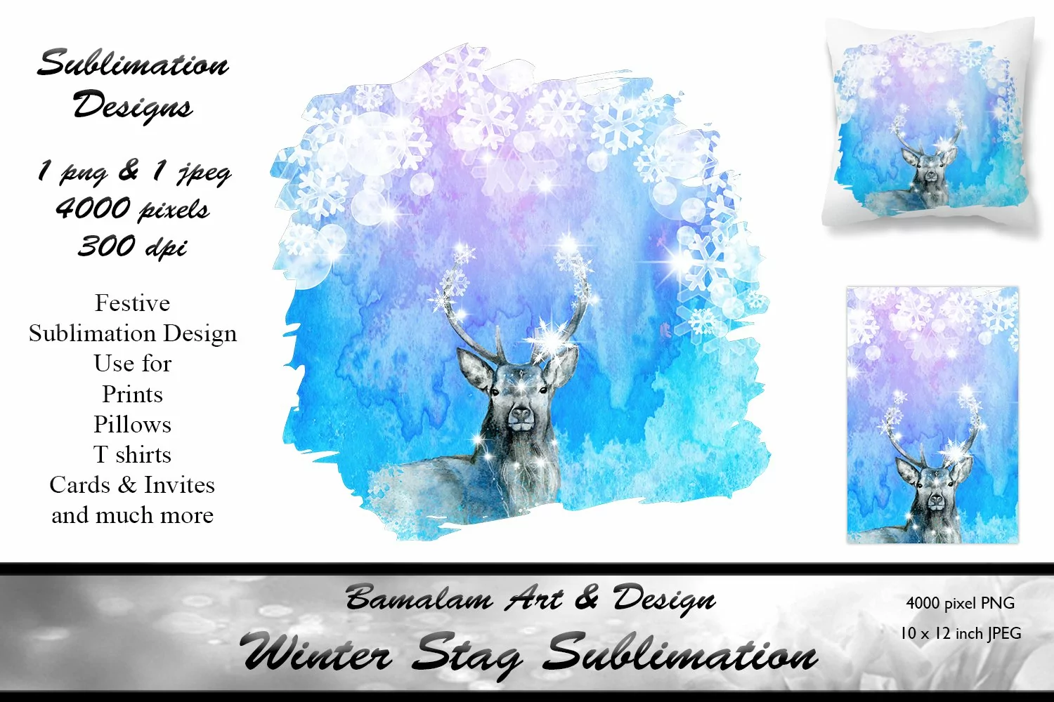 Winter Stag Sublimation Designs product image 1