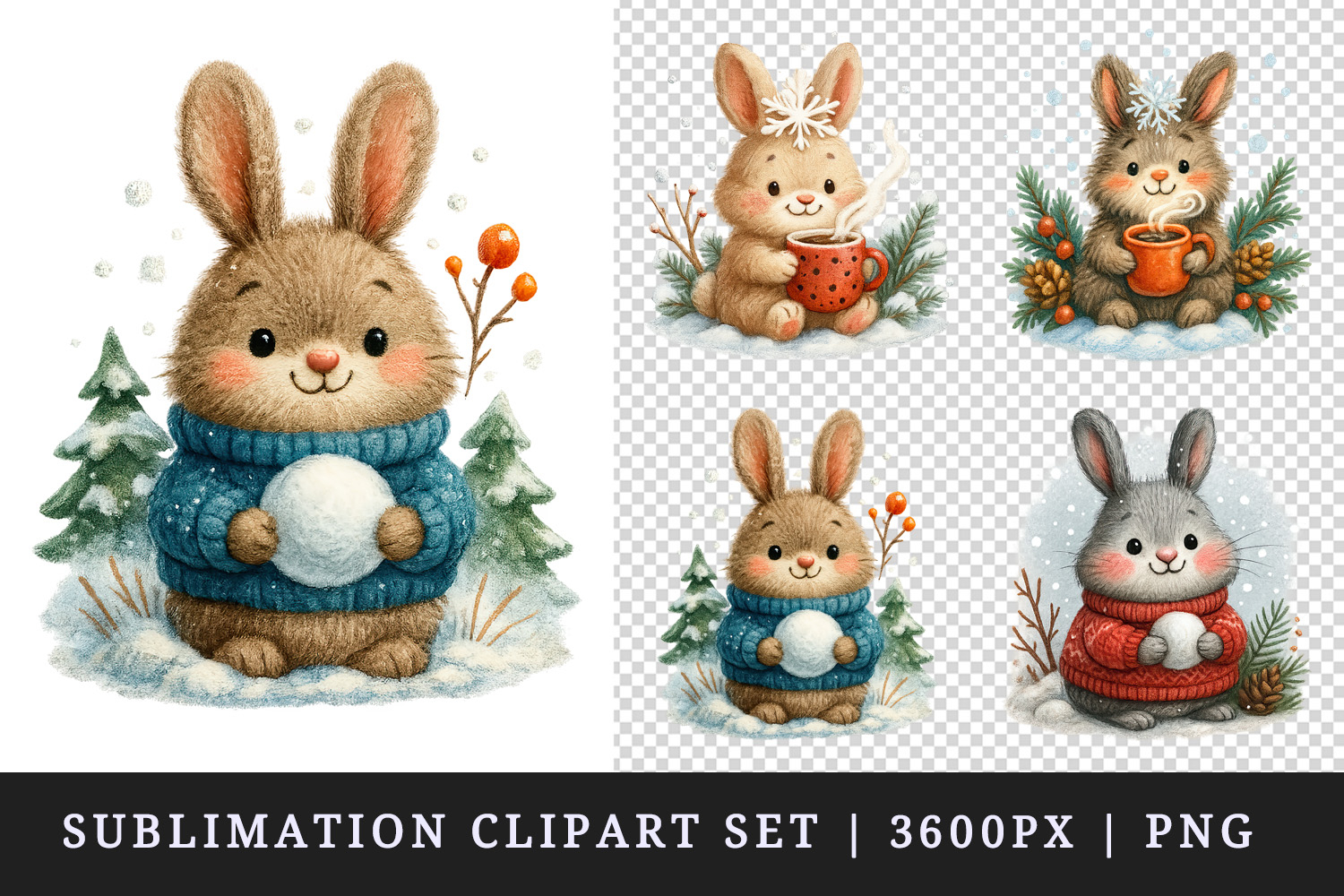 Winter clipart printable sublimation design png product image 1