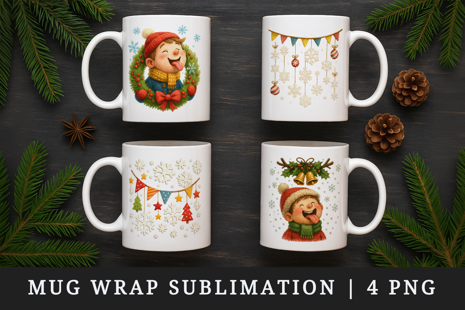 Winter mug wrap printable sublimation design product image 1