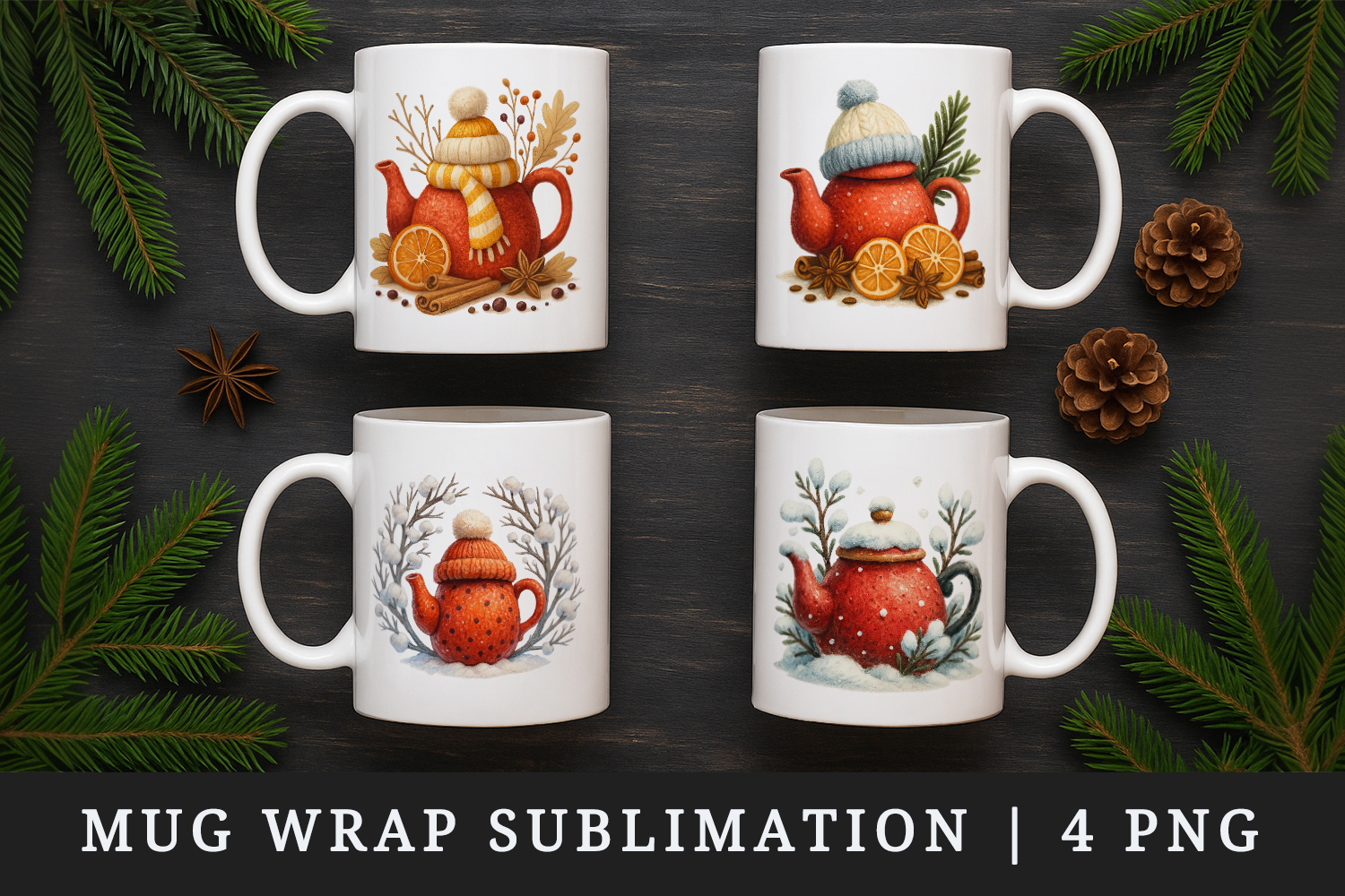 Winter mug wrap printable sublimation design product image 1