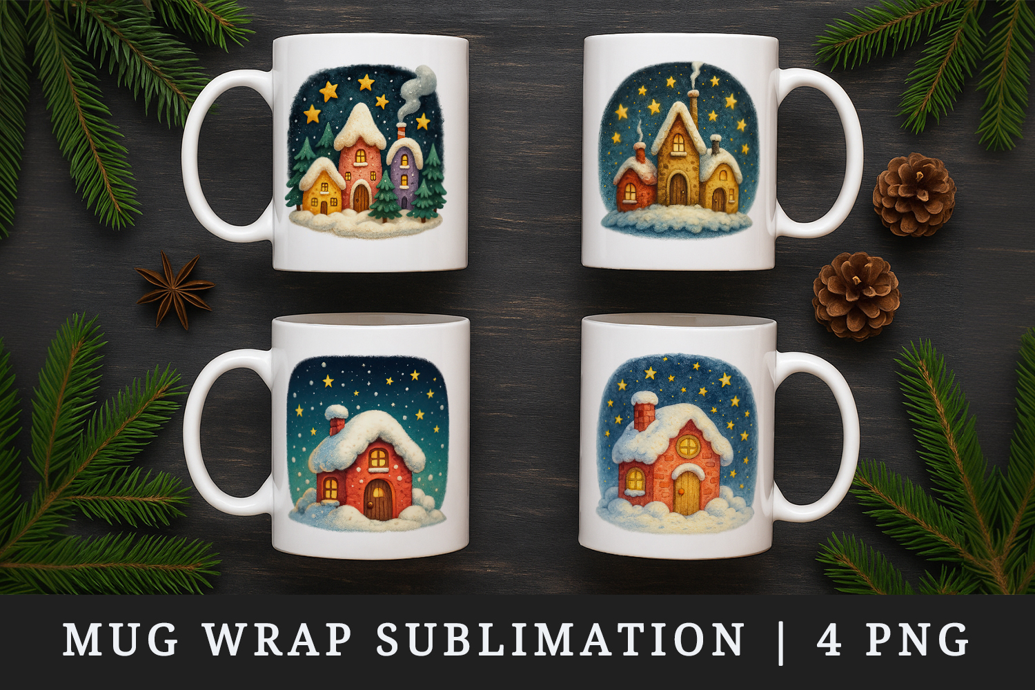 Winter mug wrap printable sublimation design product image 1