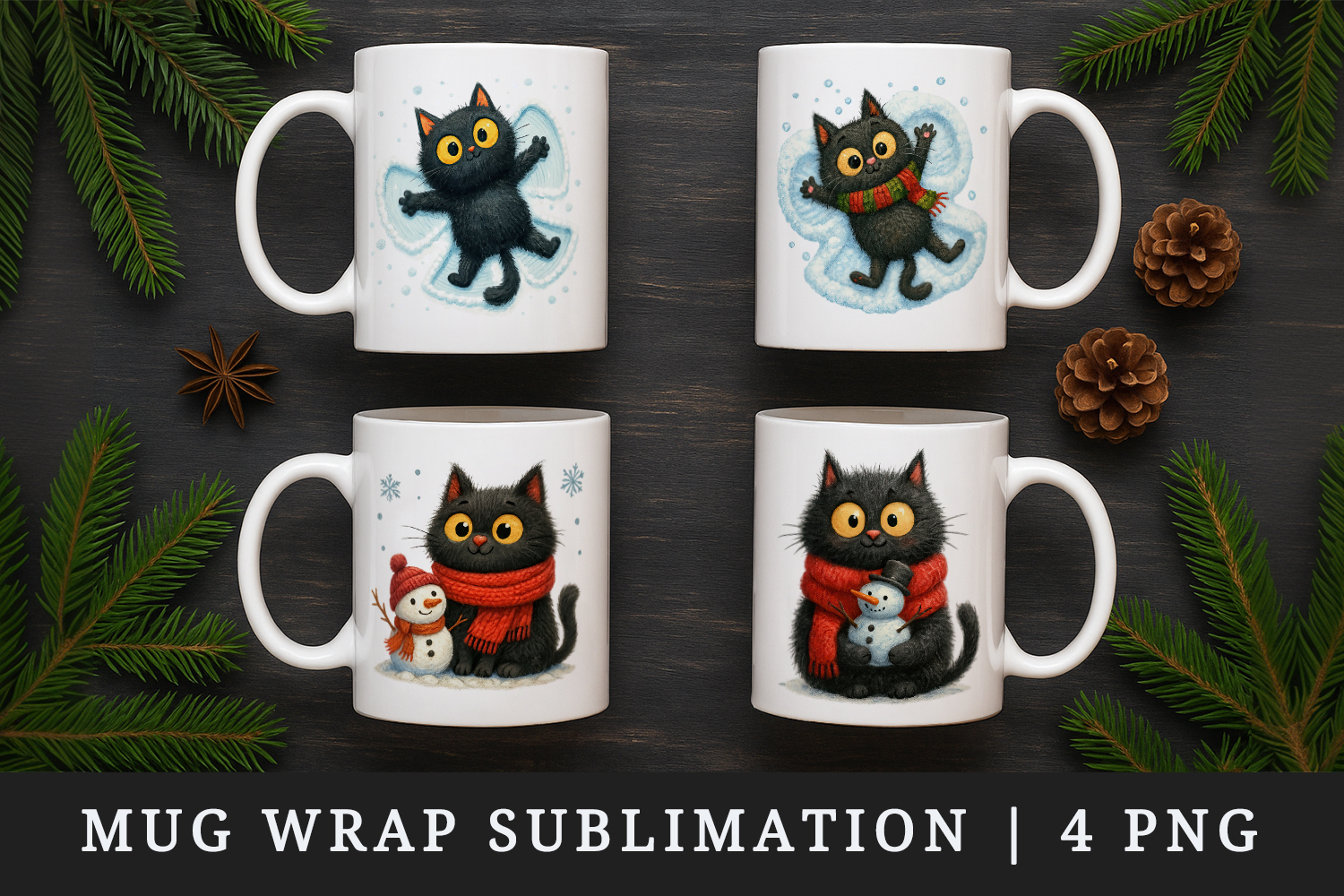 Winter mug wrap printable sublimation design product image 1