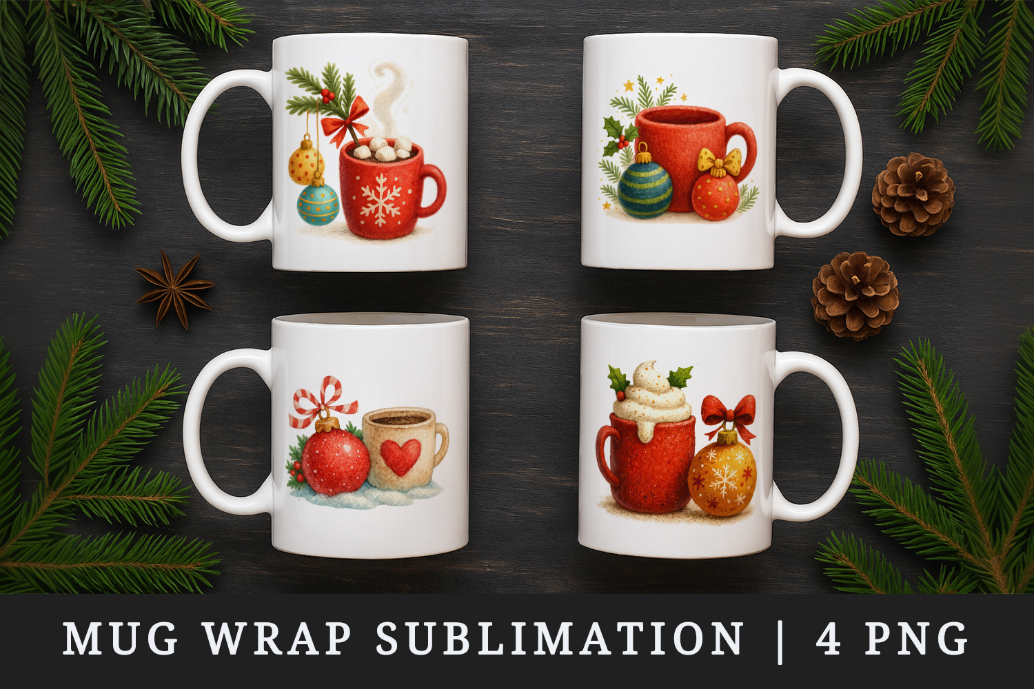 Winter mug wrap printable sublimation design product image 1