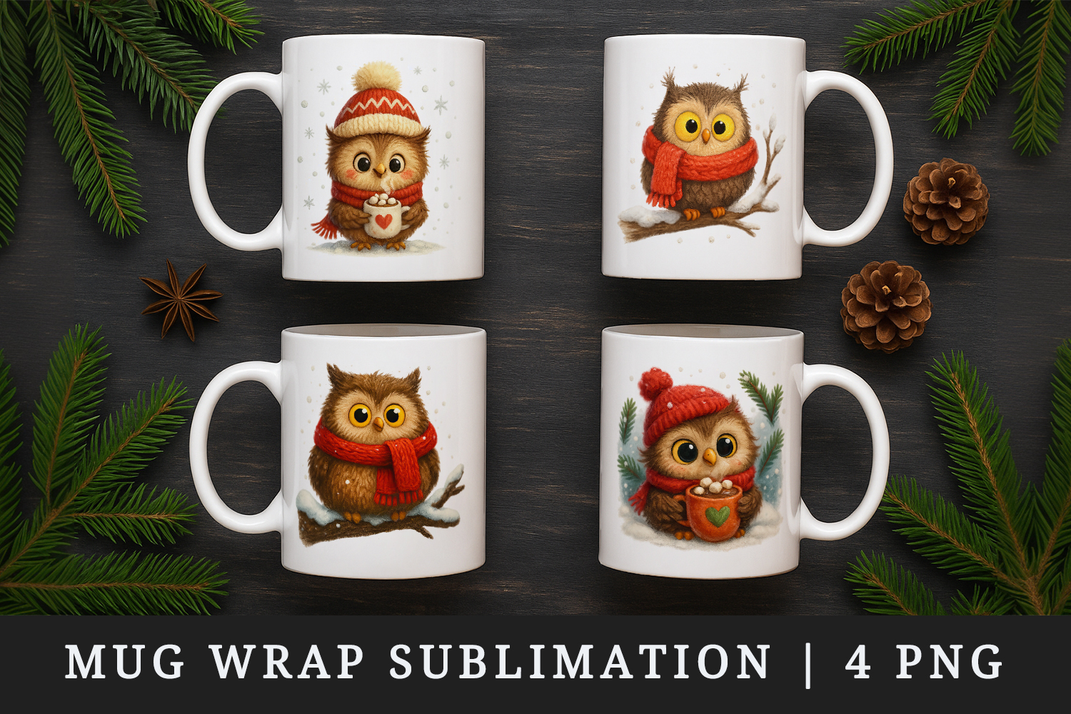 Winter mug wrap printable sublimation design product image 1