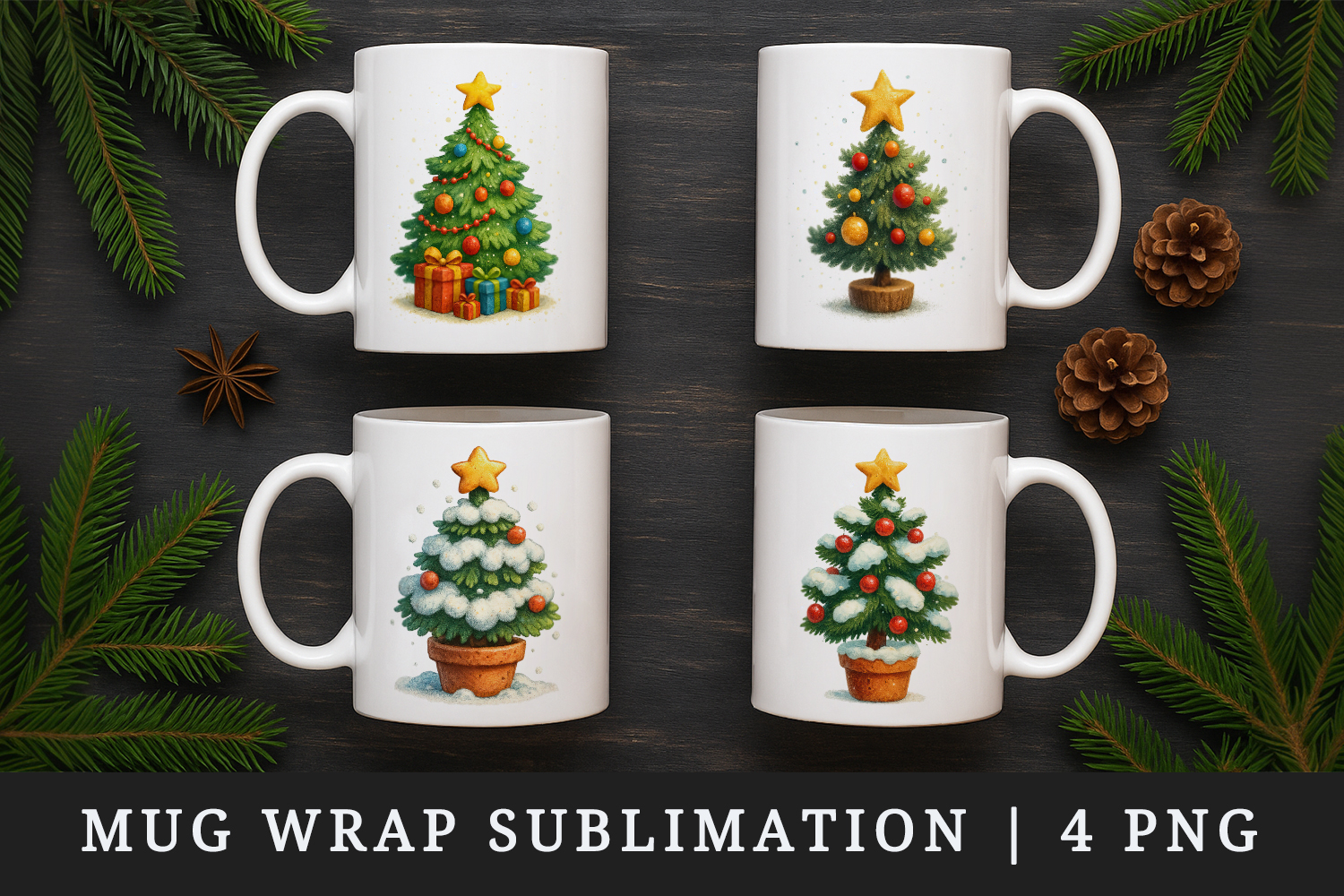 Winter mug wrap printable sublimation design product image 1